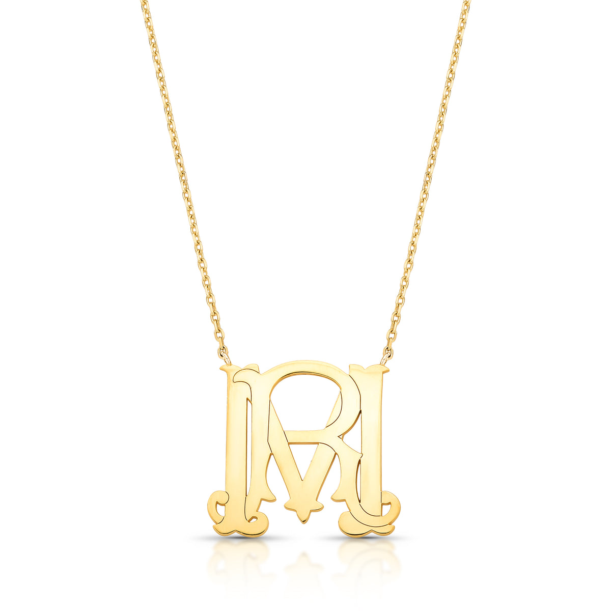COLAR MONOGRAMA R M - PRATA COM BANHO DE OURO Marine Joias
