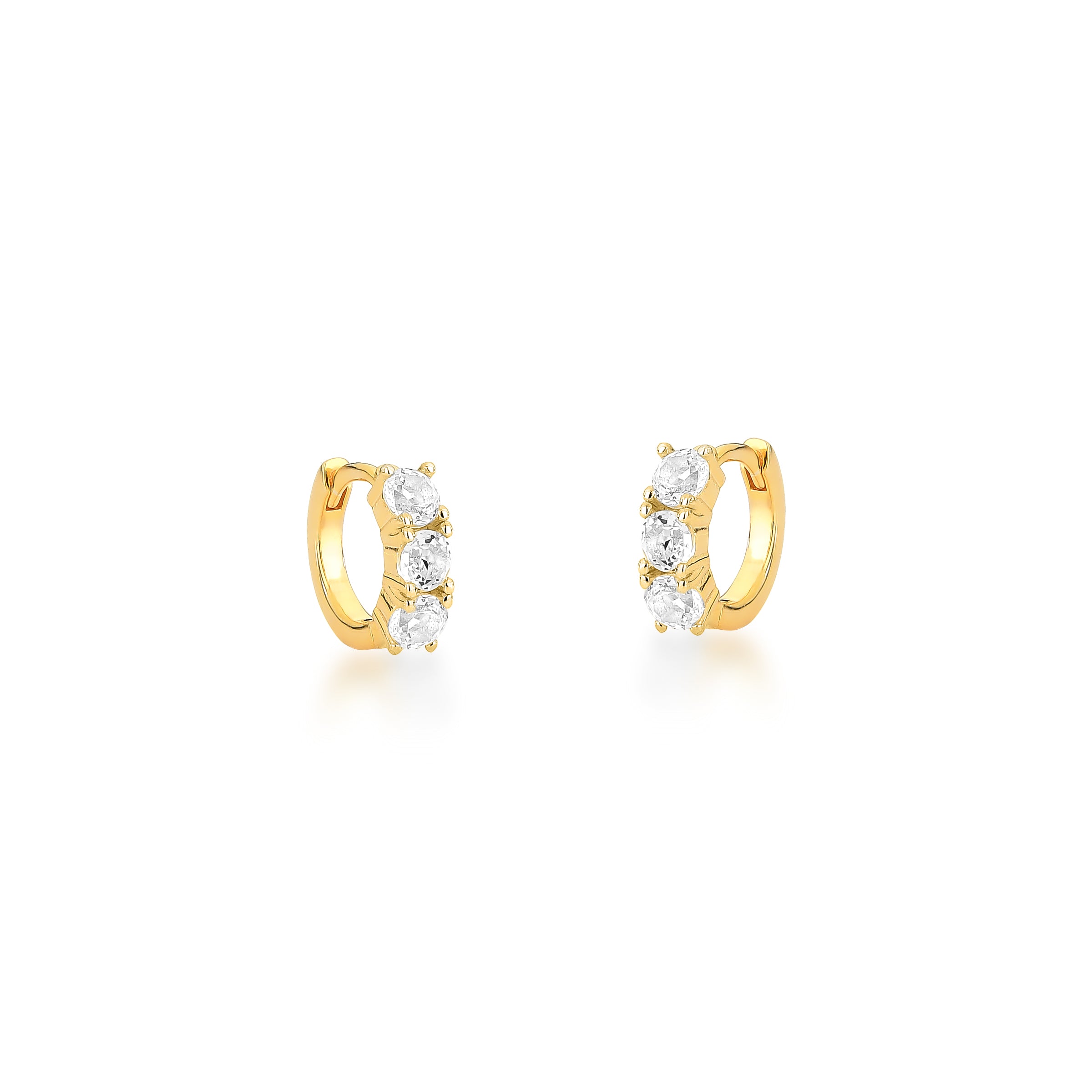BRINCO ARGOLA 3 DIAMANTES - OURO 18K