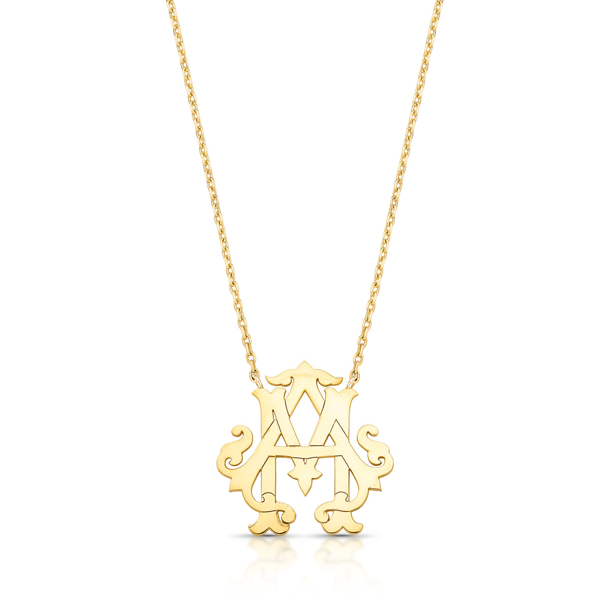 COLAR MONOGRAMA A M- PRATA COM BANHO DE OURO Marine Joias