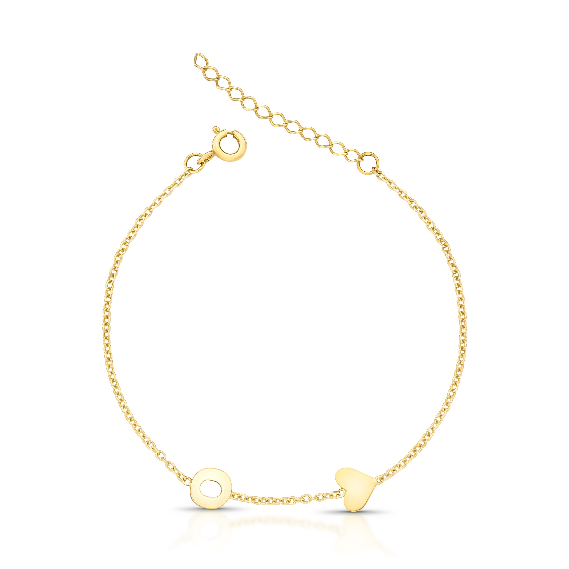 PULSEIRA O E CORACAO - PRATA COM BANHO DE OURO Marine Joias