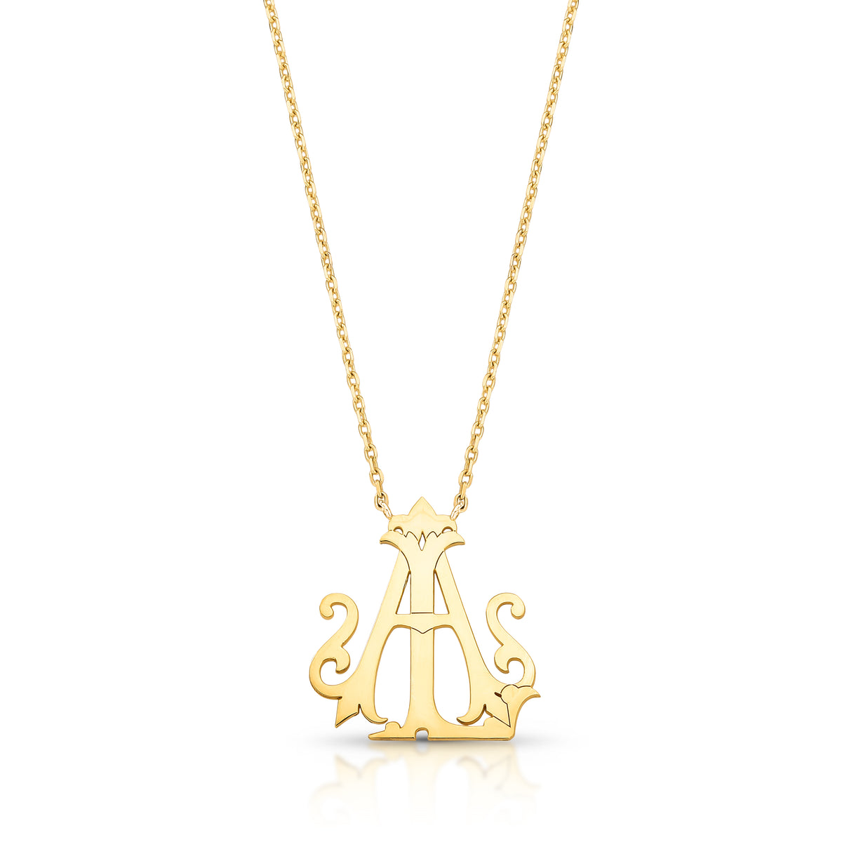 COLAR MONOGRAMA A L- PRATA COM BANHO DE OURO Marine Joias