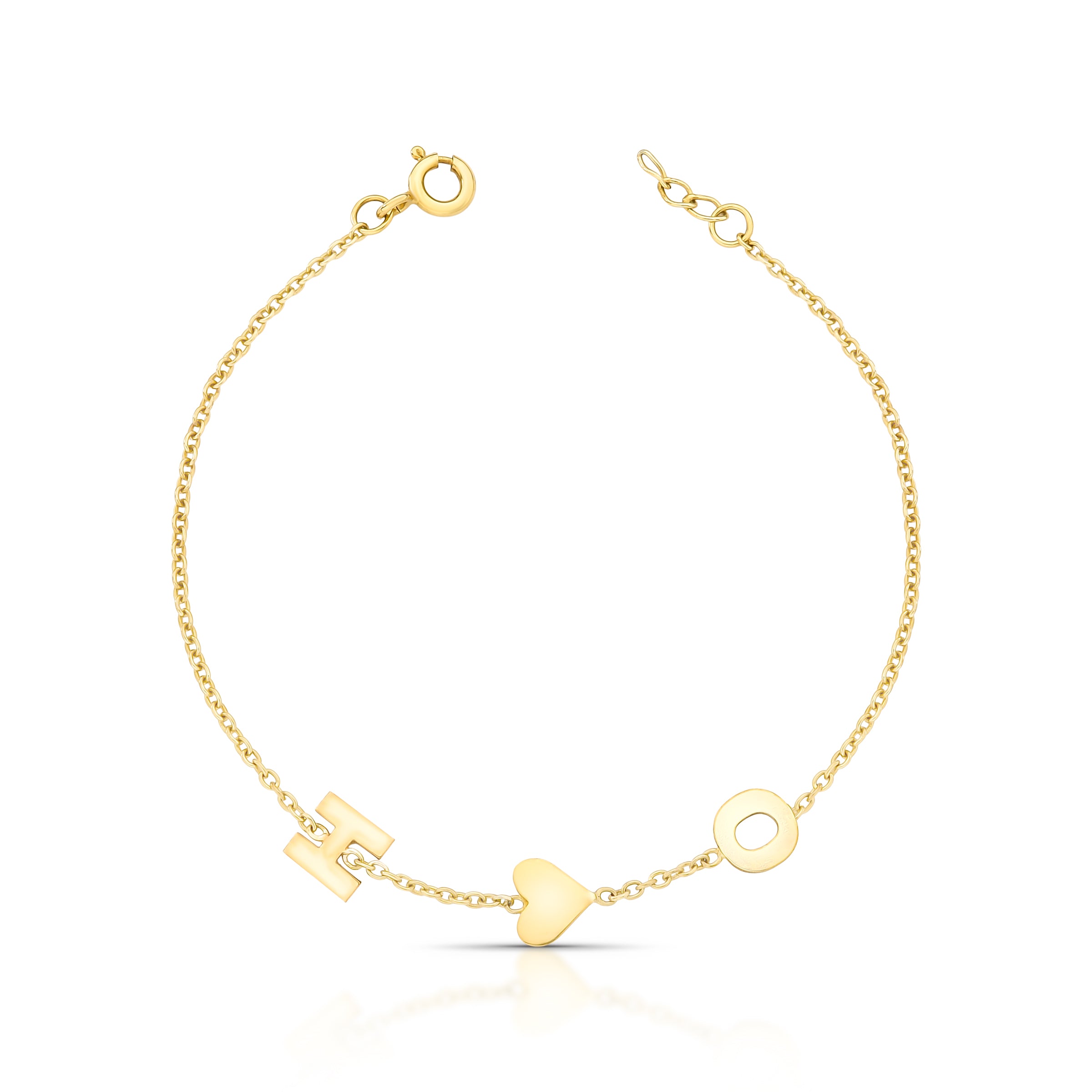 PULSEIRA H, CORAÇÃO, O - PRATA COM BANHO DE OURO Marine Joias