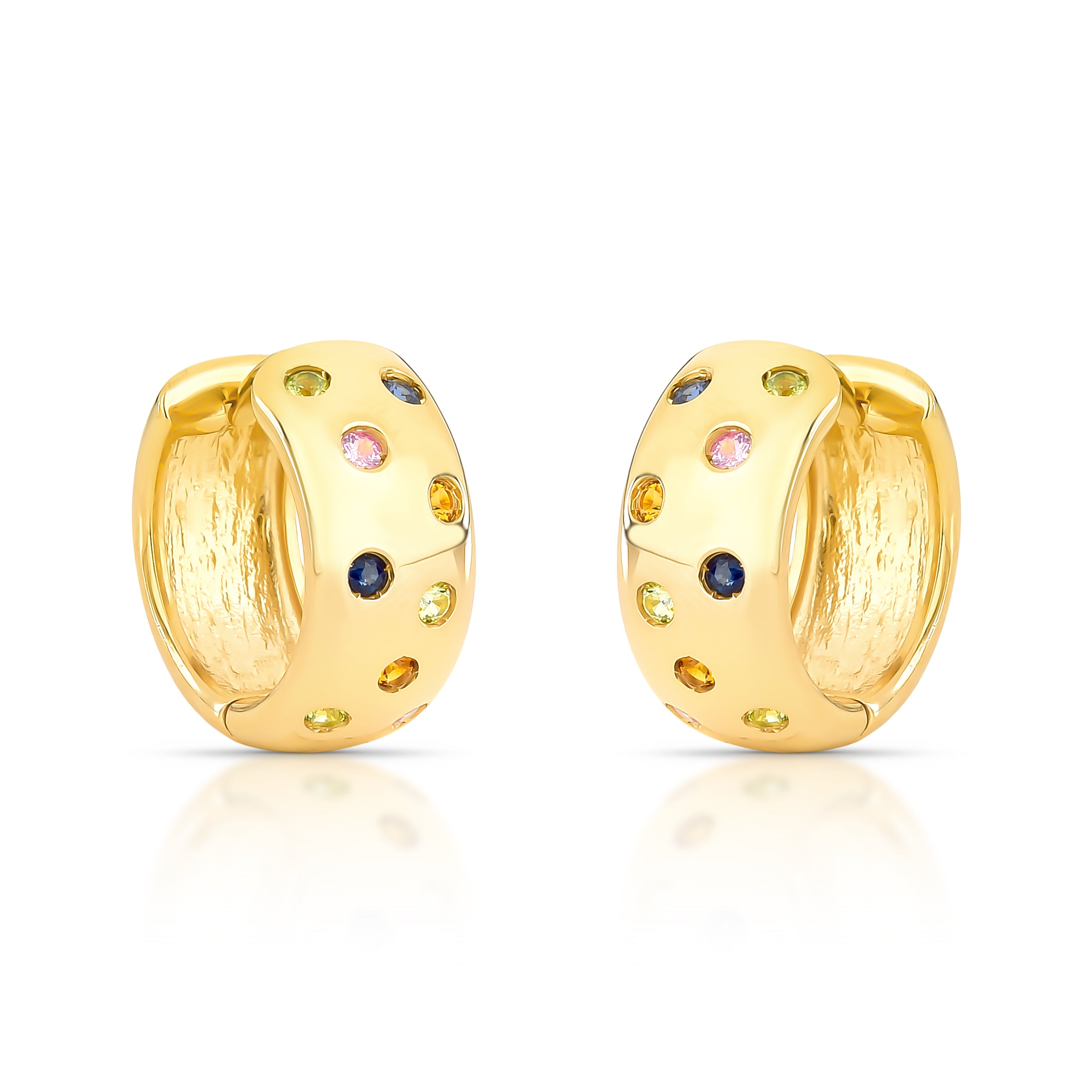 Brinco bombê colors com pedras naturais em ouro 18k sustentável | Marine Joias
