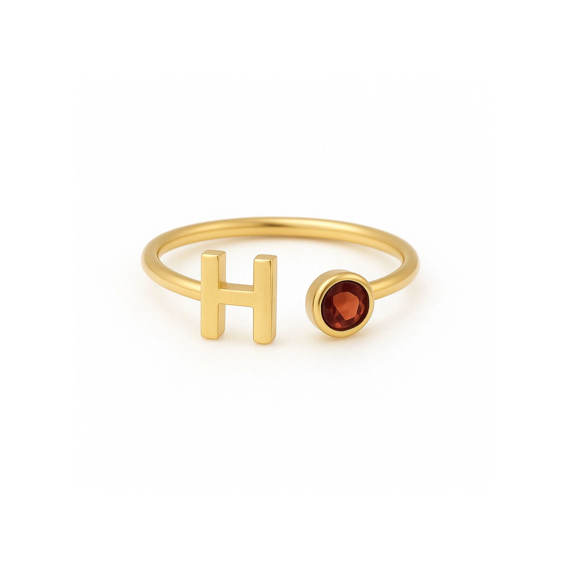 Anel inicial e pedra do aniversário – Ouro 18k