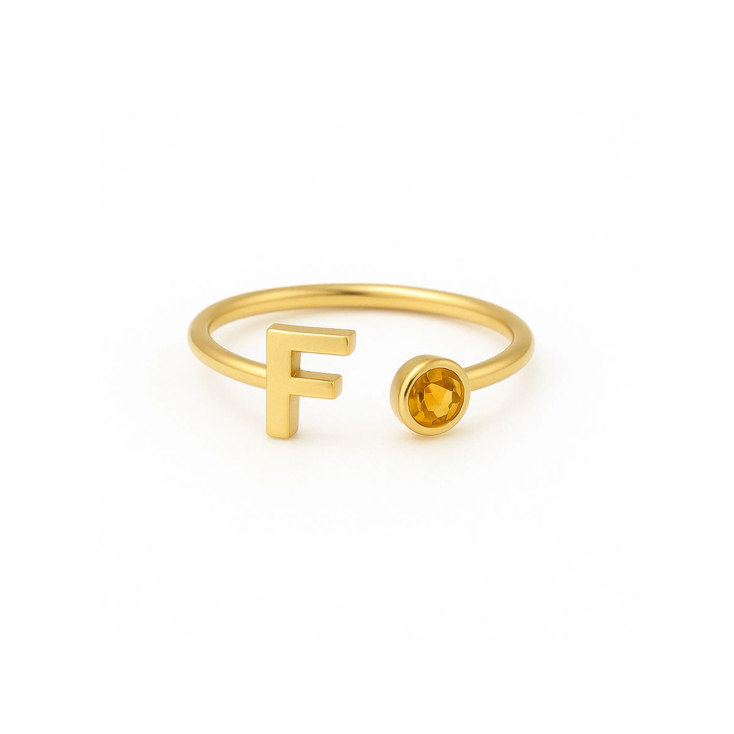 Anel inicial e pedra do aniversário – Ouro 18k