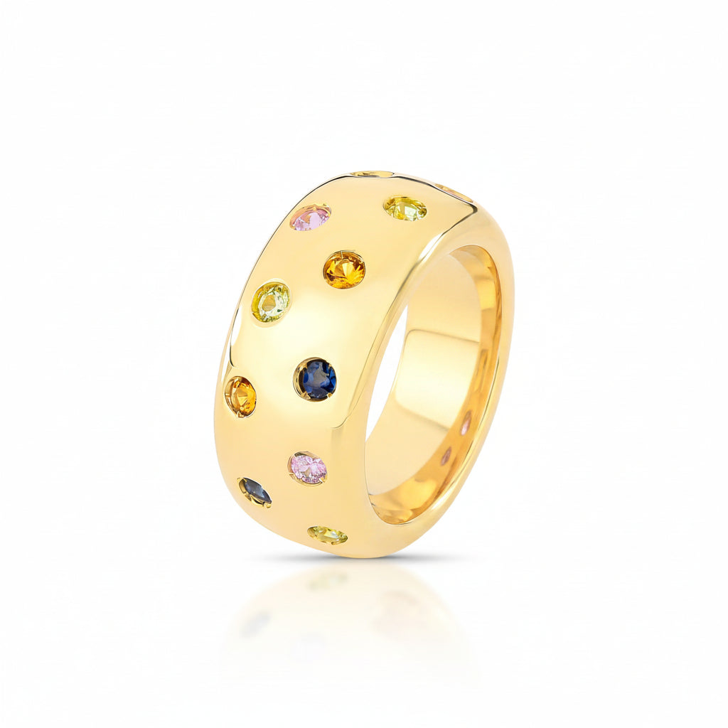 ANEL BOMBÊ COLOR - Ouro 18k Marine Joias
