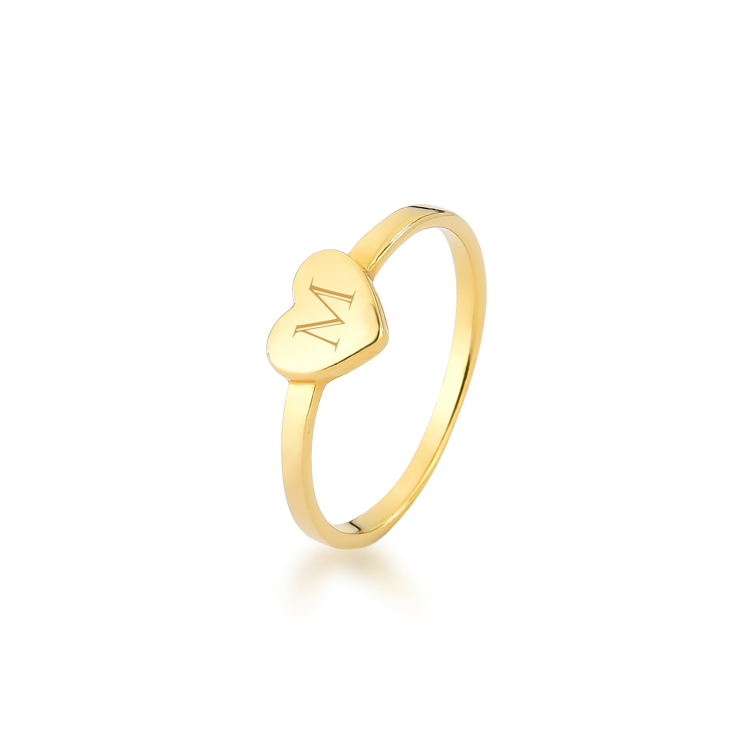 ANEL CORAÇÃO COM INICIAL - OURO 18k