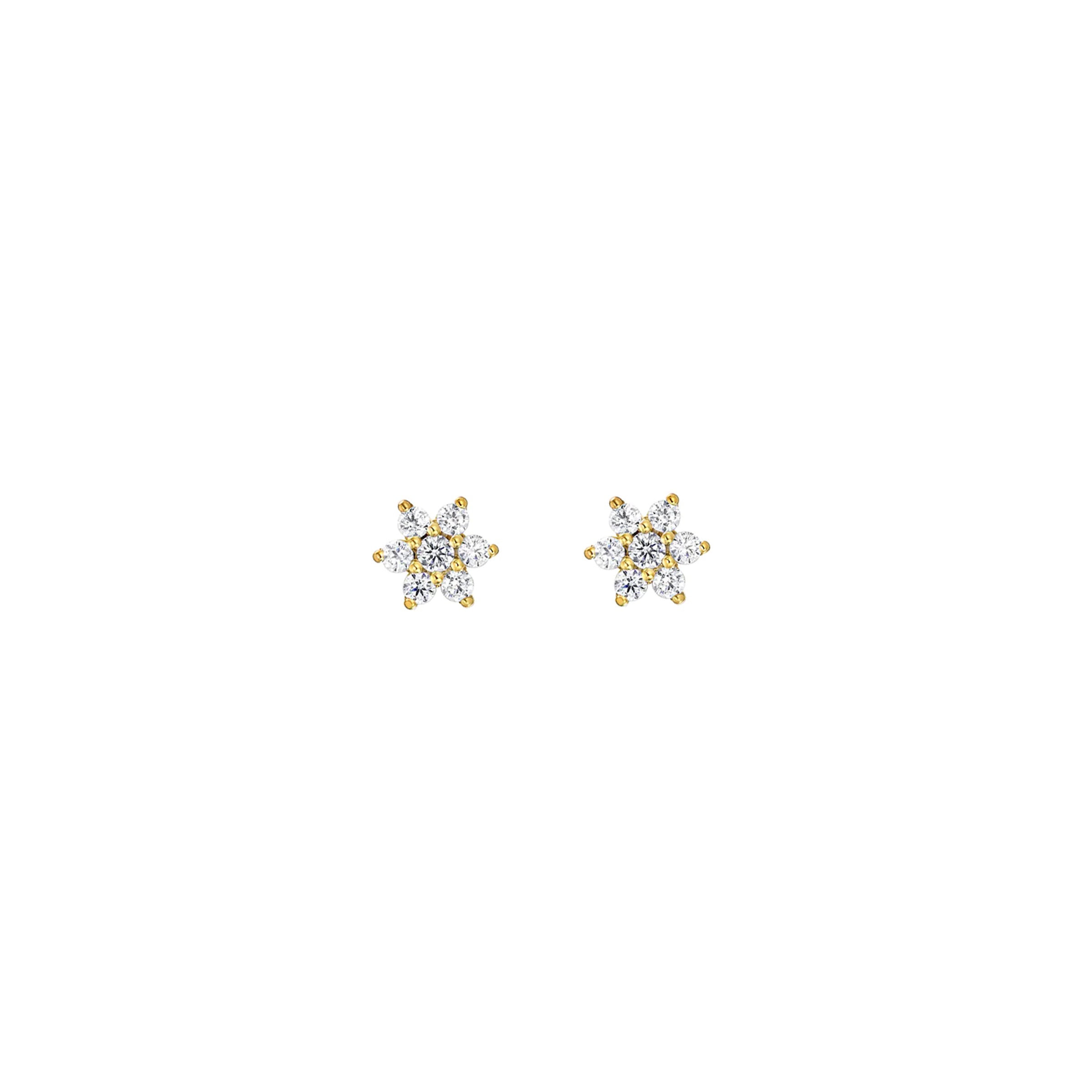 Brinco flor mini em ouro 18k sustentável com diamantes naturais | Marine Joias