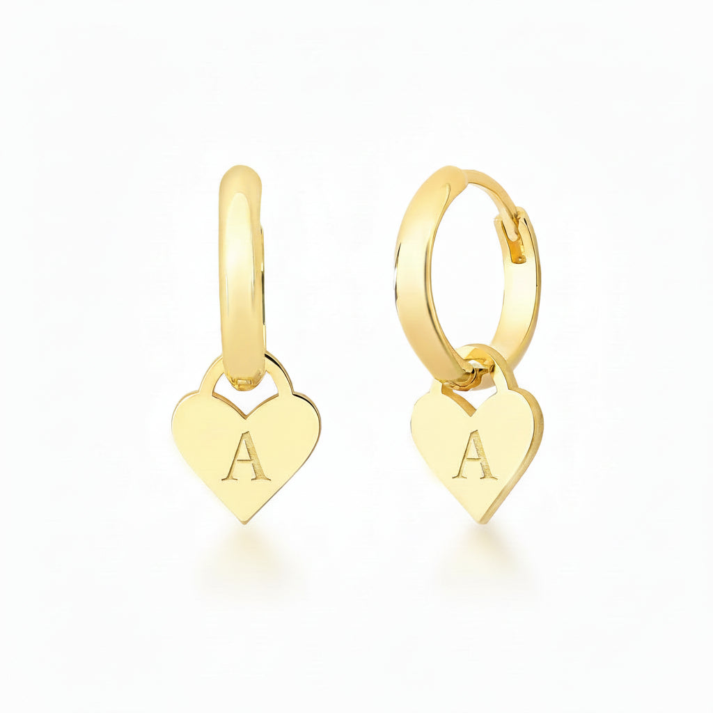 BRINCO ARGOLA COM INICIAL A- PRATA COM BANHO DE OURO