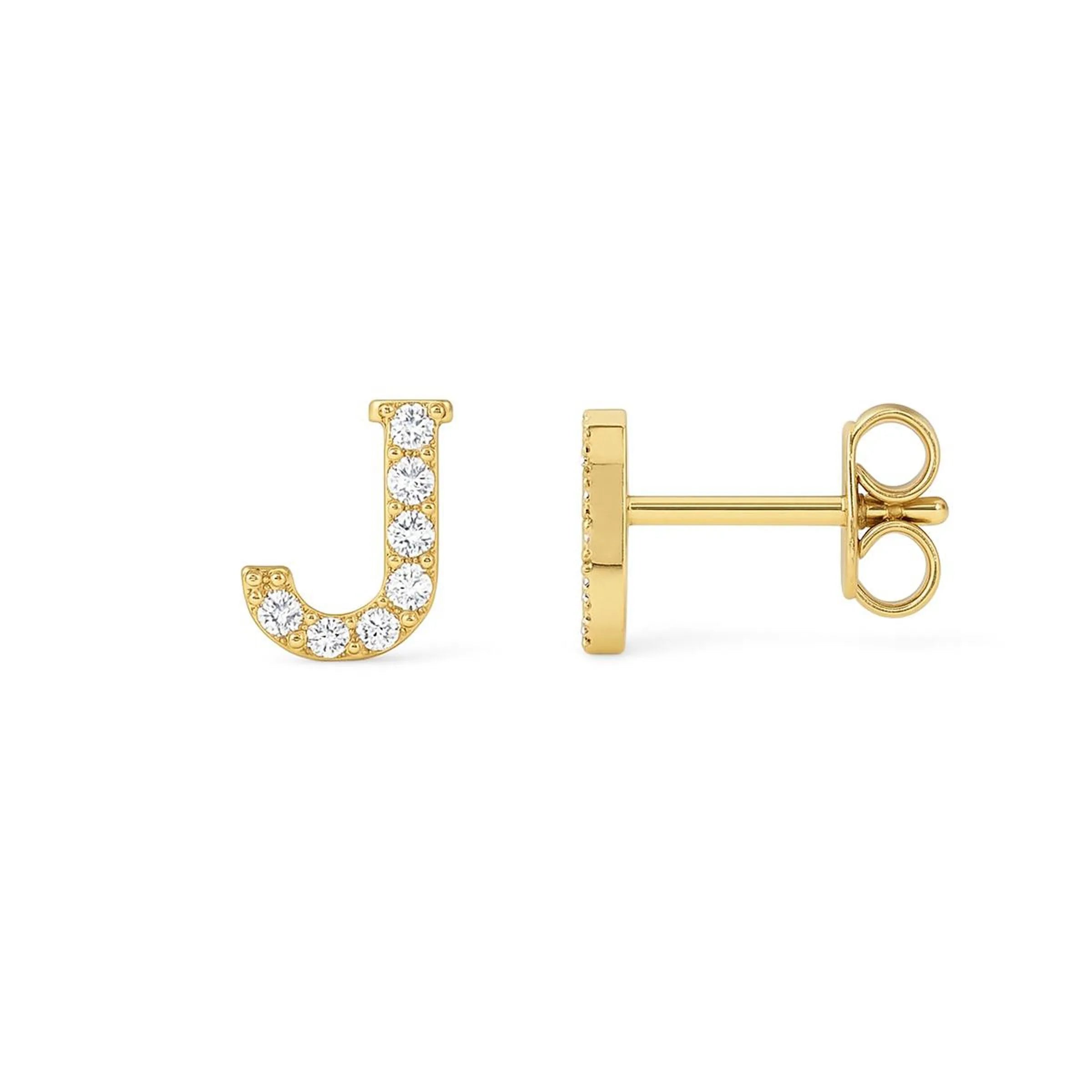 Brinco inicial cravejado – Ouro 18k e diamantes