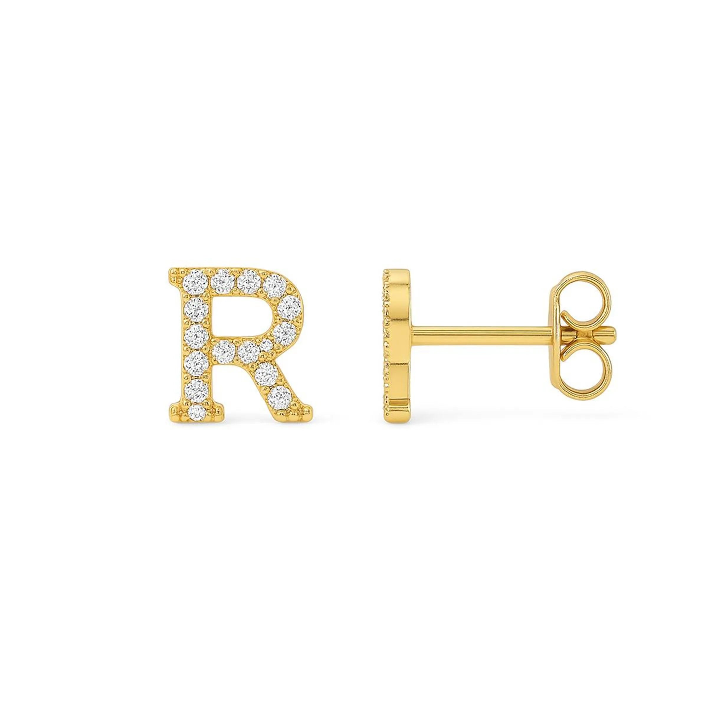 Brinco inicial cravejado – Ouro 18k e diamantes