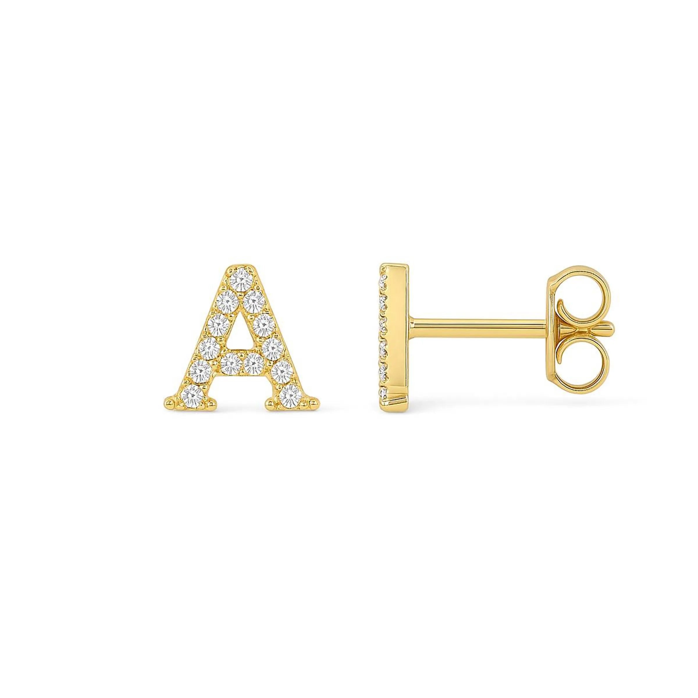 Brinco inicial cravejado – Ouro 18k e diamantes