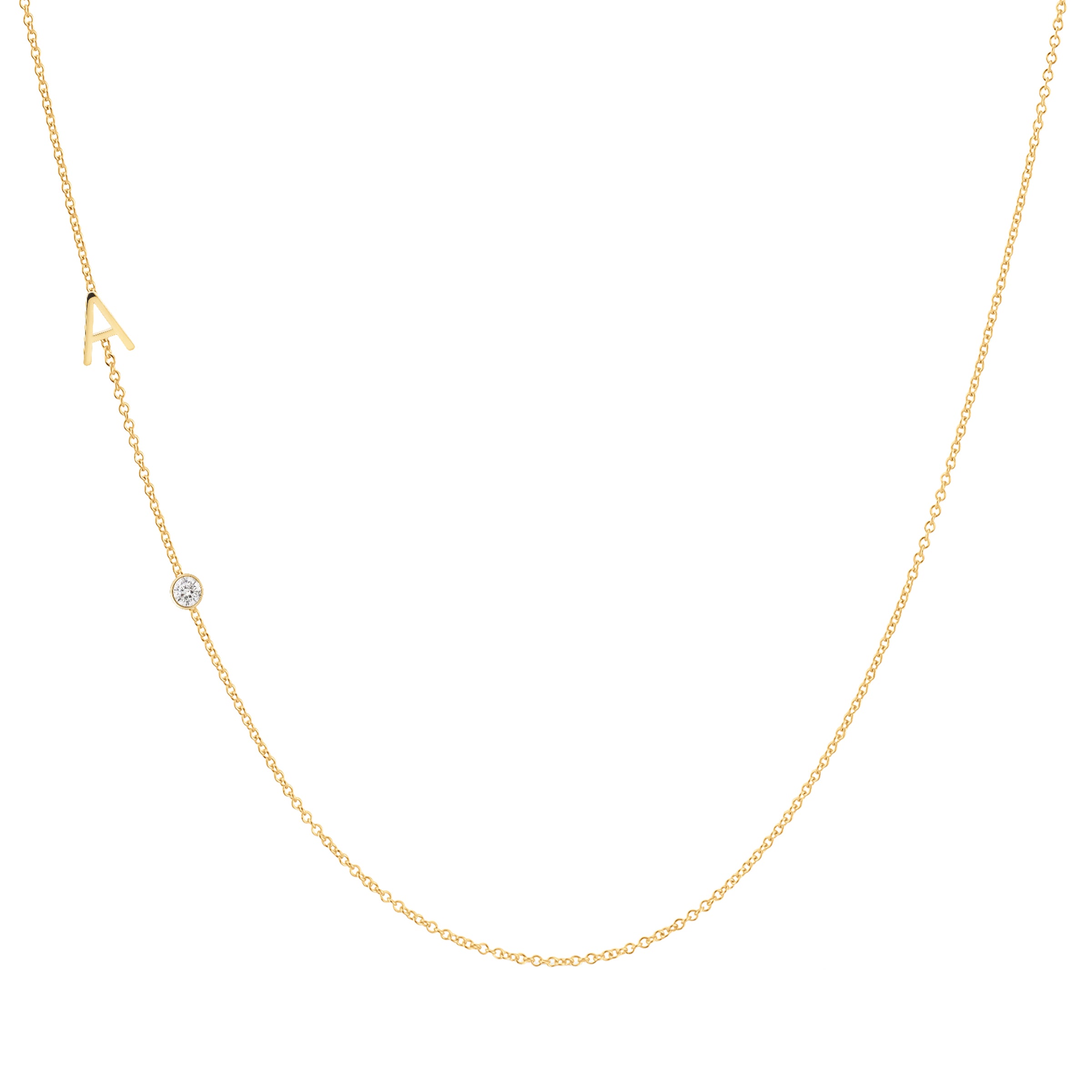 COLAR 1 LETRA E DIAMANTE – OURO 18K