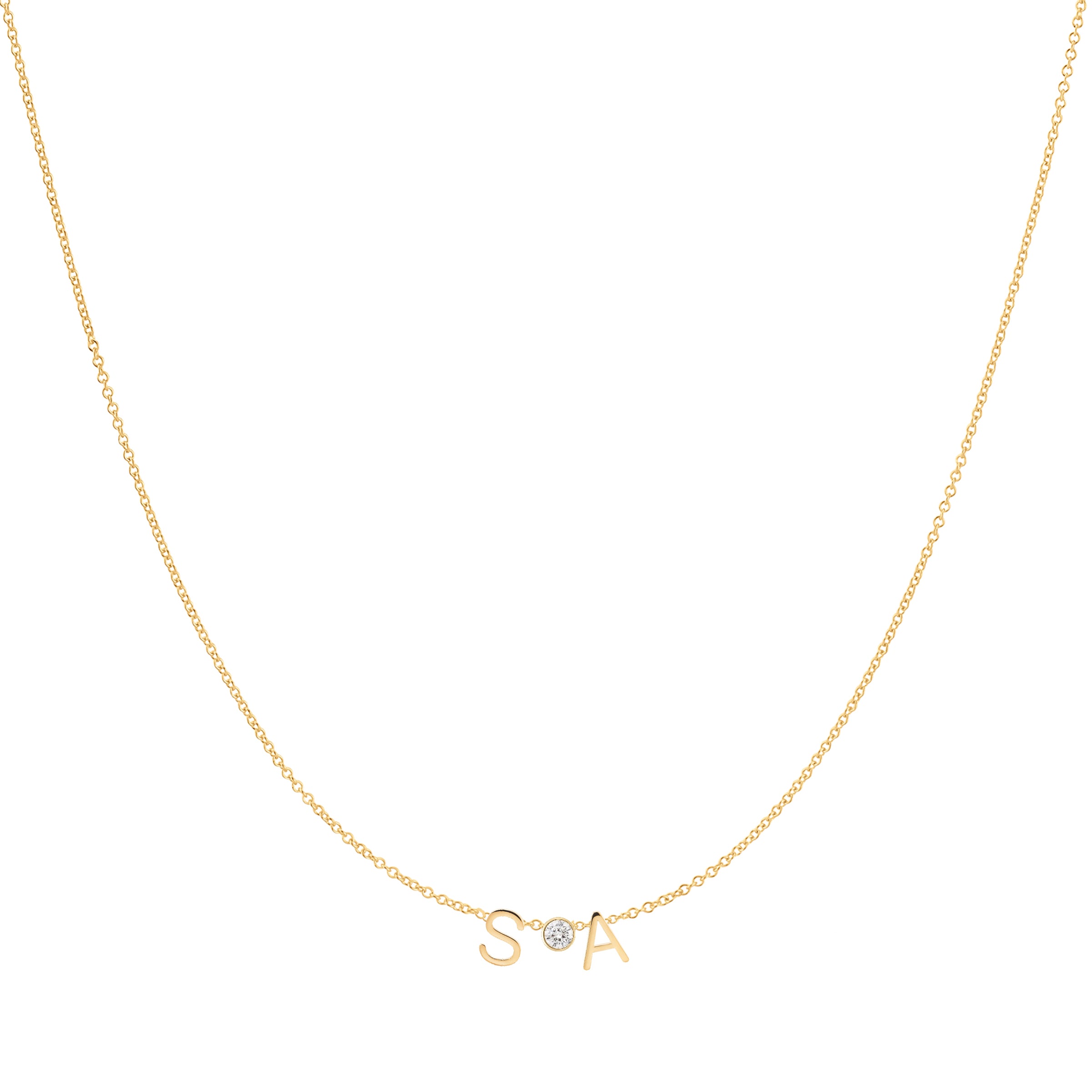 COLAR 2 LETRAS E DIAMANTE – OURO 18K