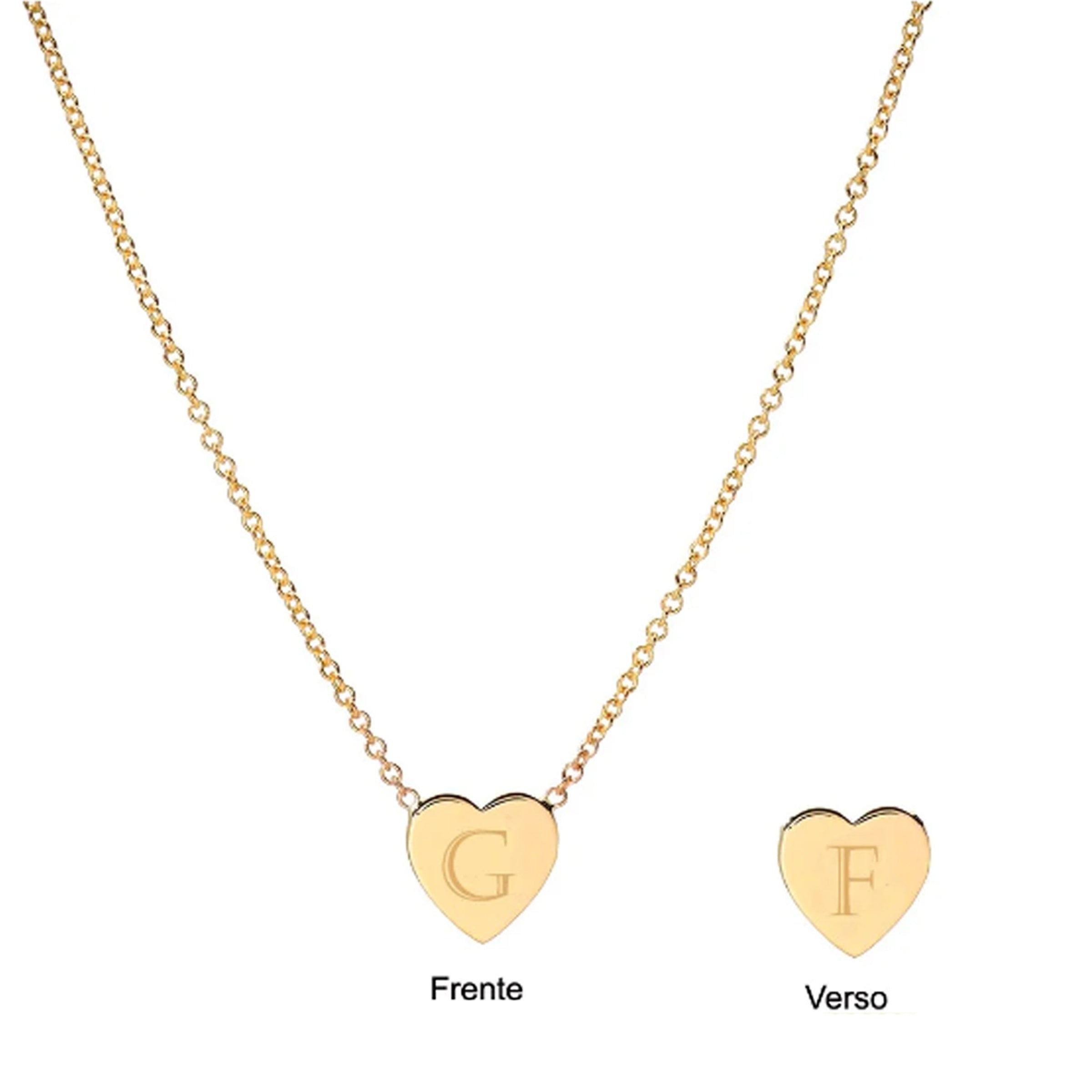 COLAR CORAÇÃO INICIAL FRENTE/VERSO – OURO 18K