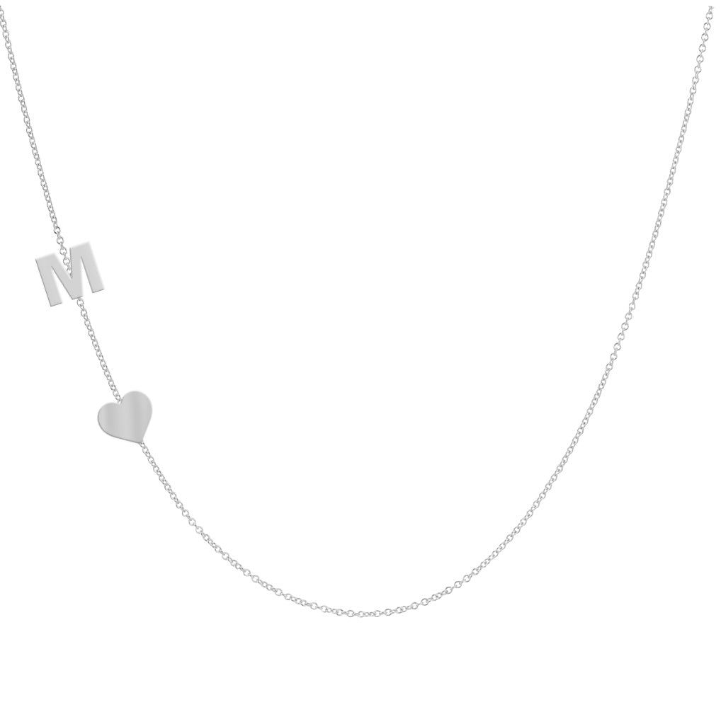 COLAR LETRA M, CORAÇÃO - PRATA Marine Joias