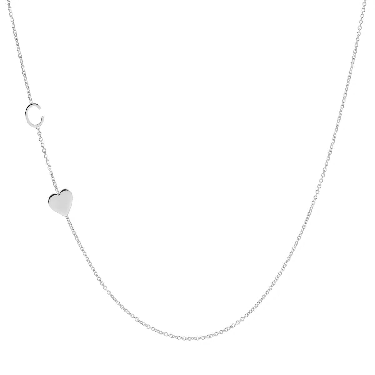 COLAR LETRA C, CORAÇÃO - PRATA
