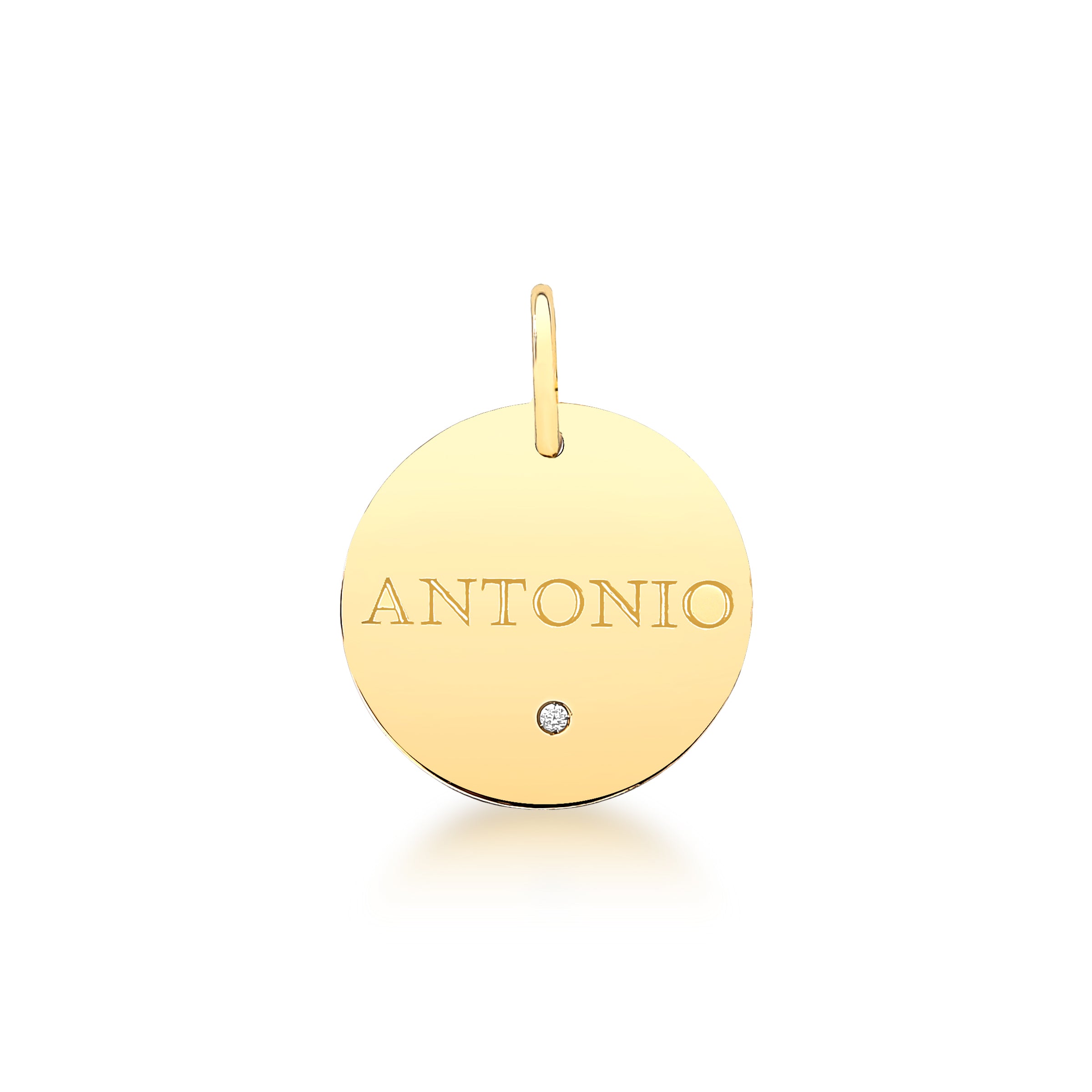 PINGENTE MEDALHA PERSONALIZADA- OURO 18K E DIAMANTE