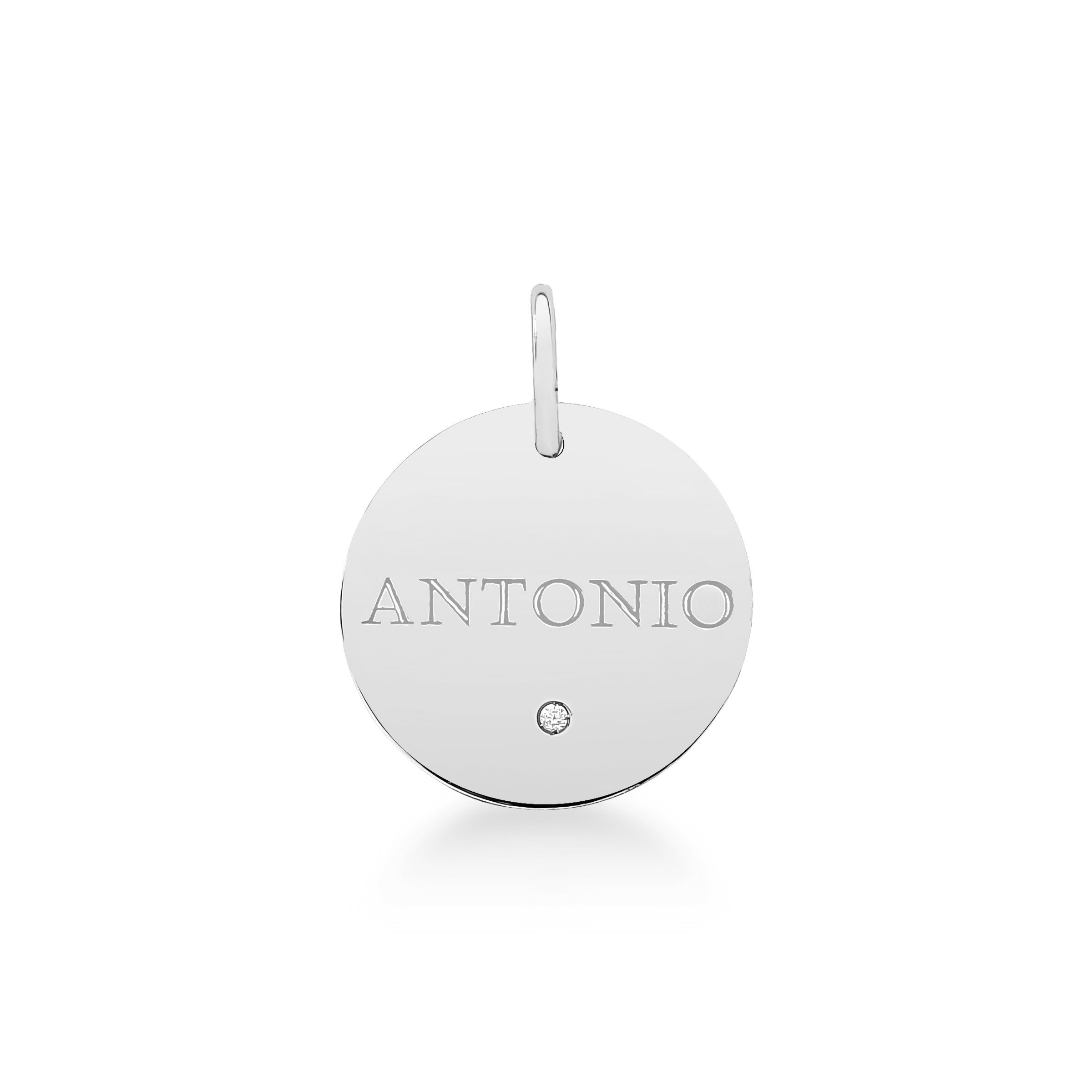 PINGENTE MEDALHA PERSONALIZADA - PRATA E SAFIRA