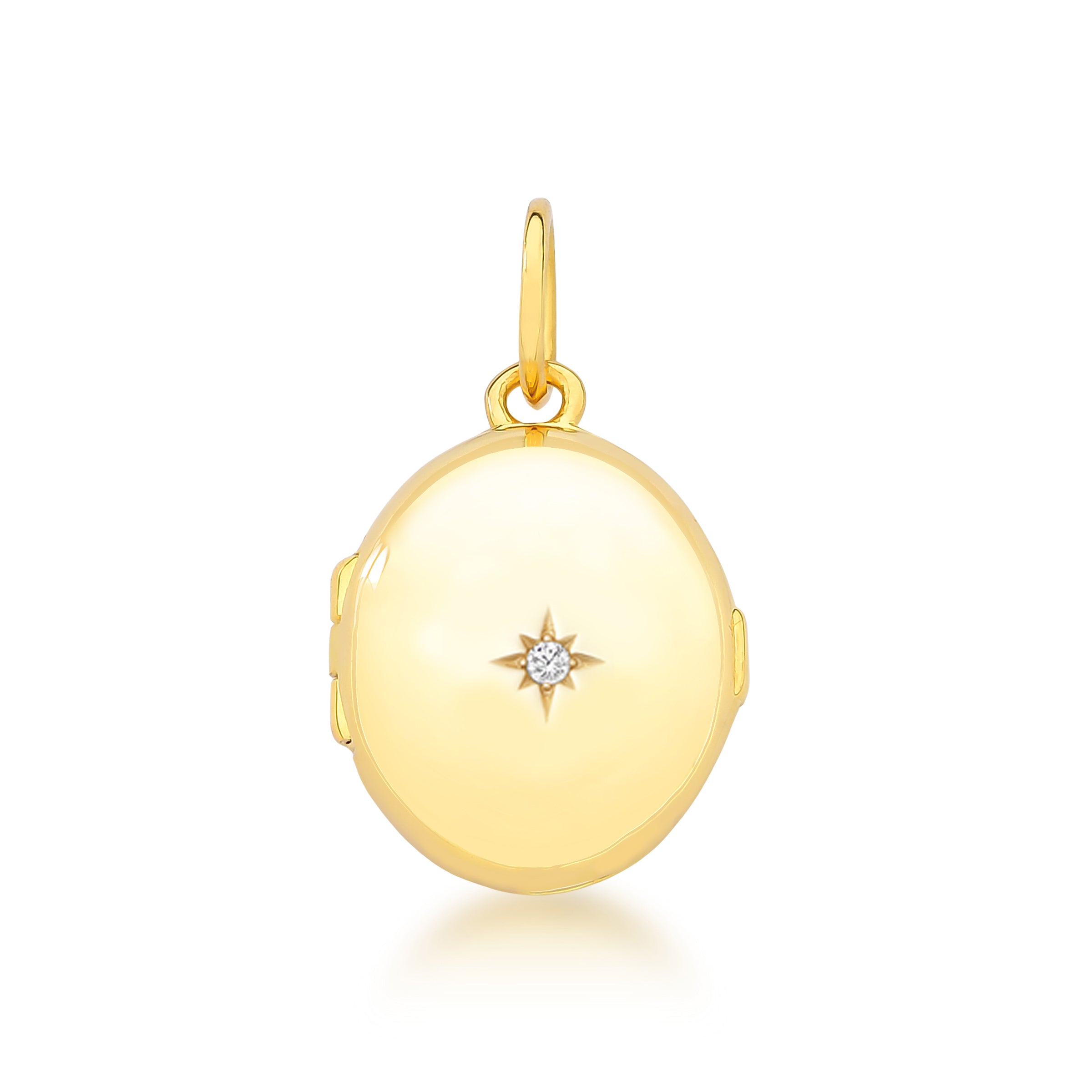 PINGENTE RELICARIO OVAL- PRATA COM BANHO DE OURO Marine Joias