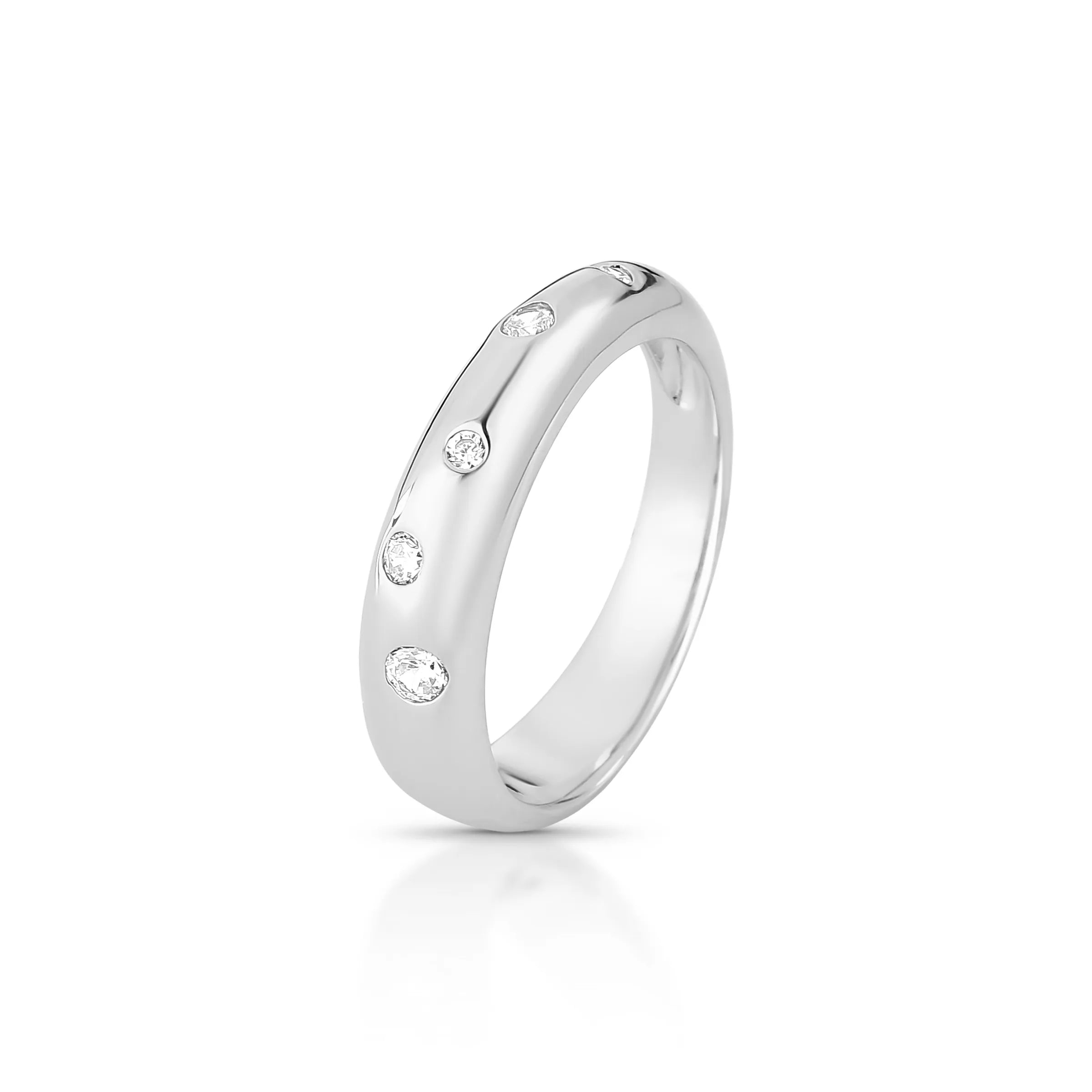 ANEL ASSIMÉTRICO COM PONTOS DE LUZ- Prata 925 Marine Joias