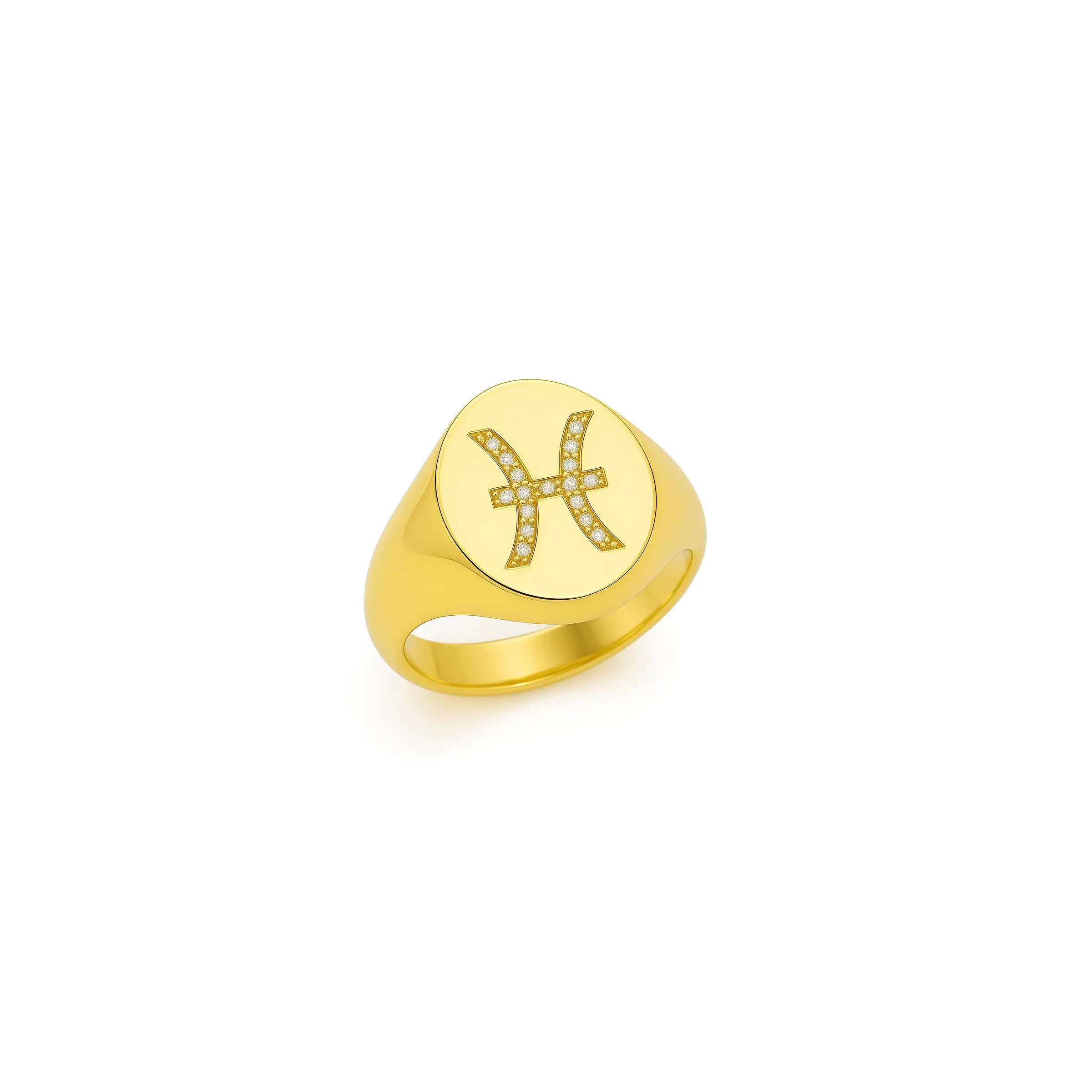 Anel signo de Peixes - Ouro 18k e diamantes