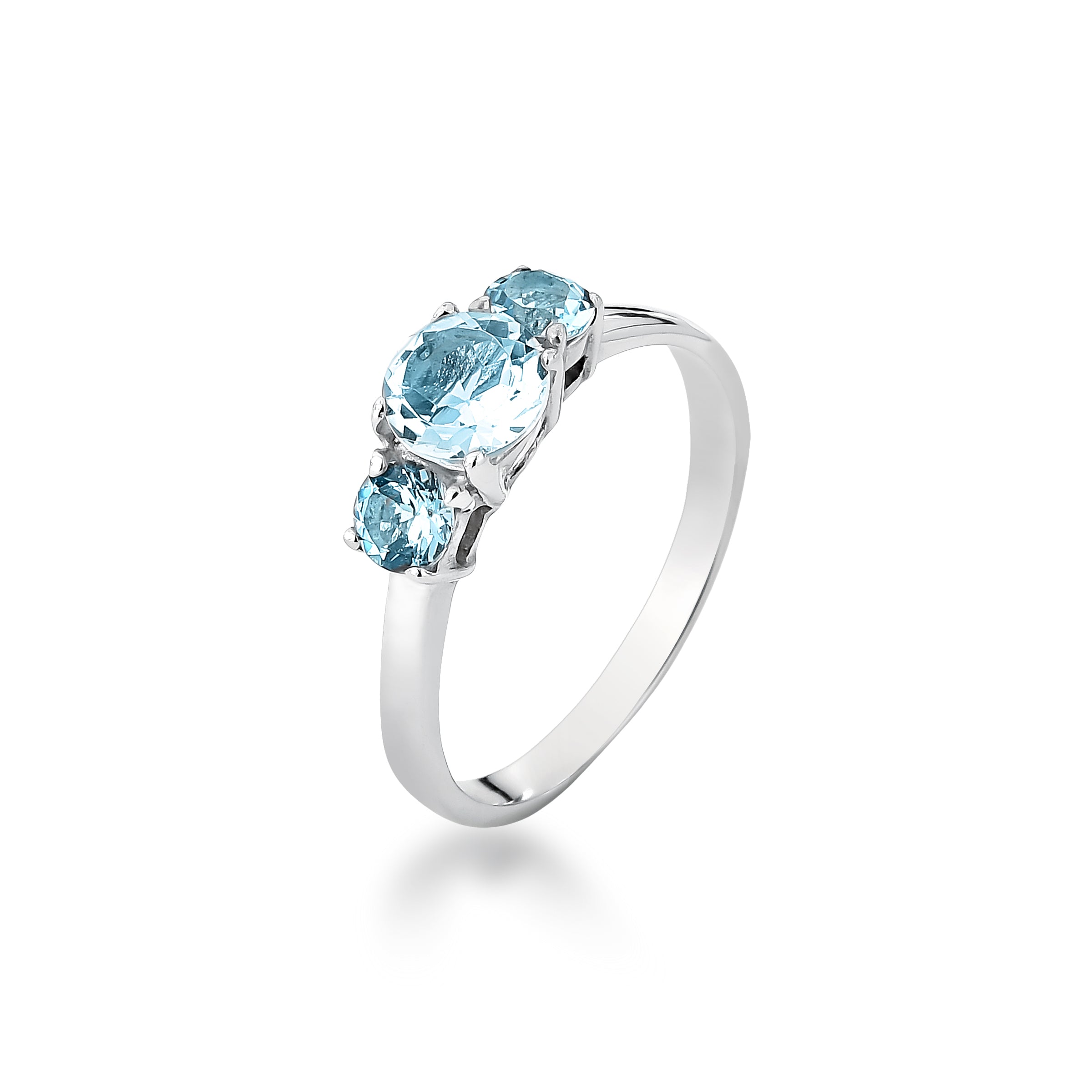 ANEL 3 PEDRAS TOPÁZIO SKY - PRATA