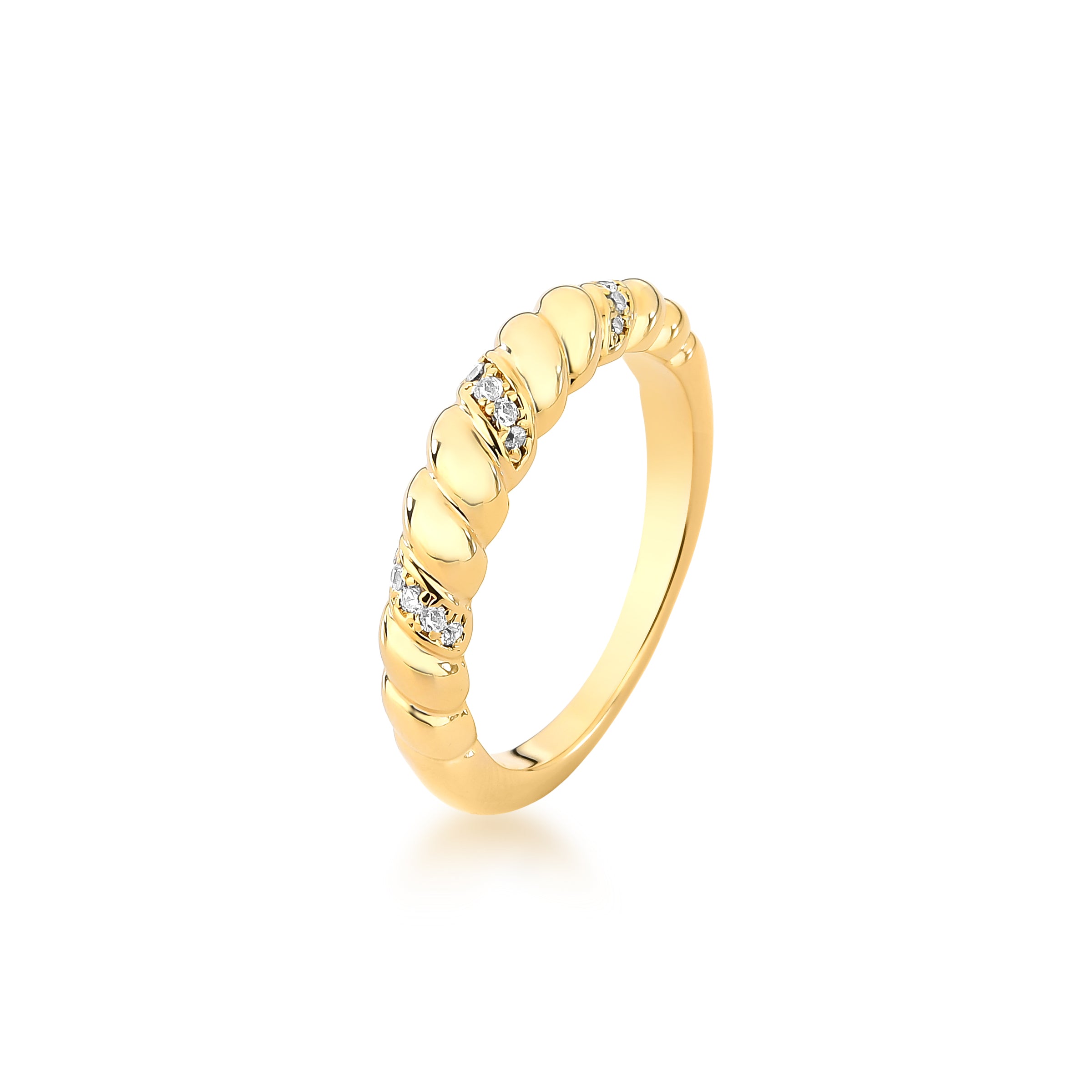 ANEL TORCIDO COM DIAMANTES - OURO 18K