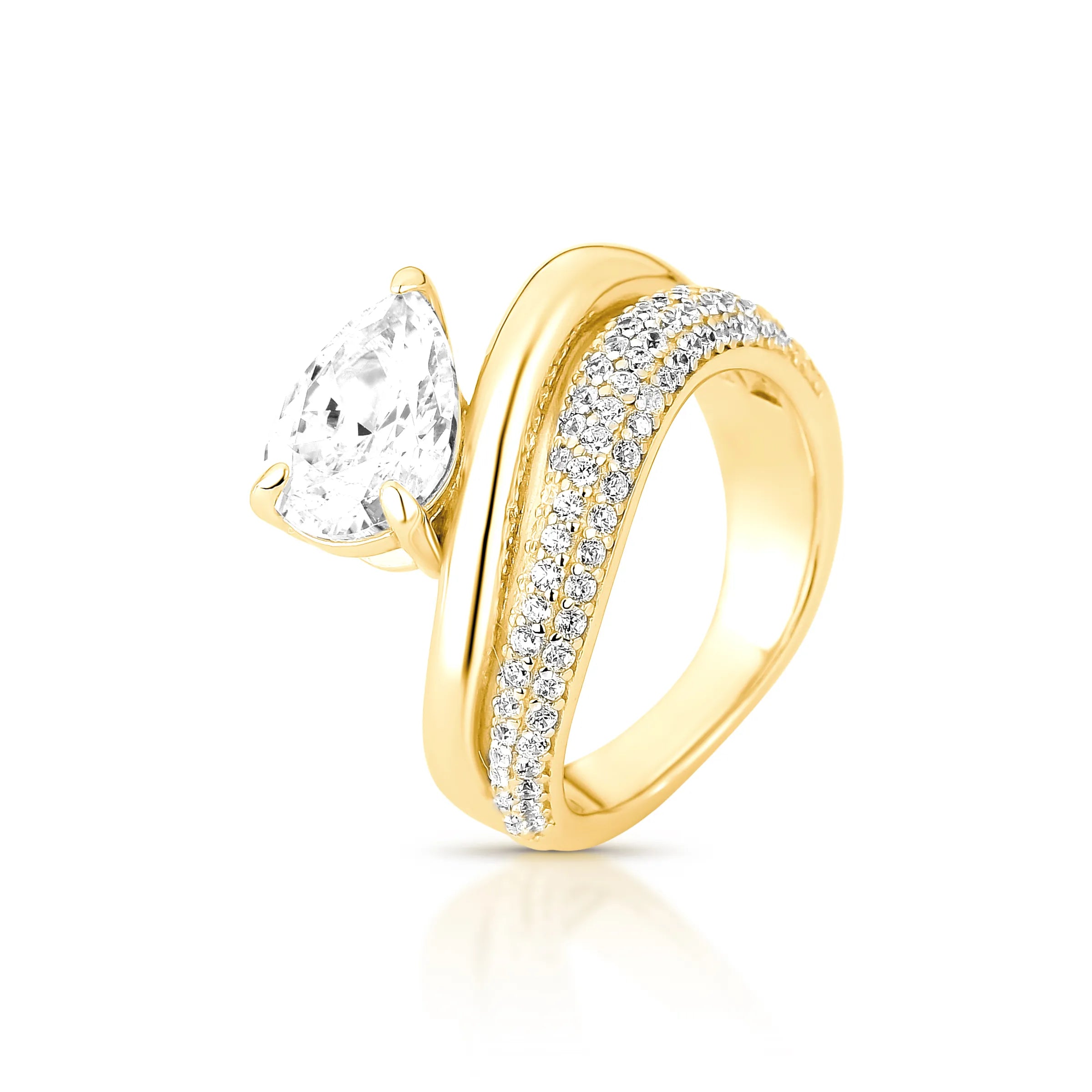 ANEL ONDULADO GOTA COM ARO DUPLO – Ouro 18k Marine Joias