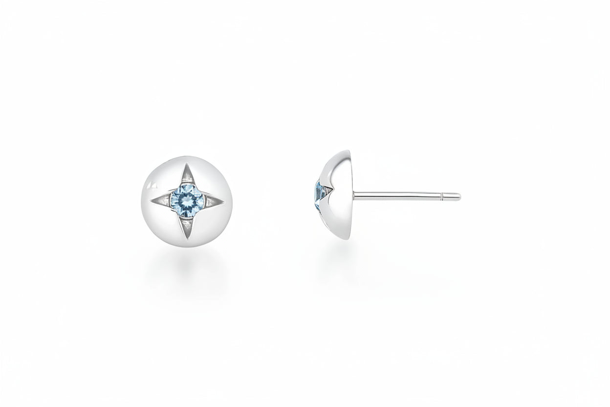 BRINCO BUTTON - PRATA COM BANHO DE RODIO Marine Joias