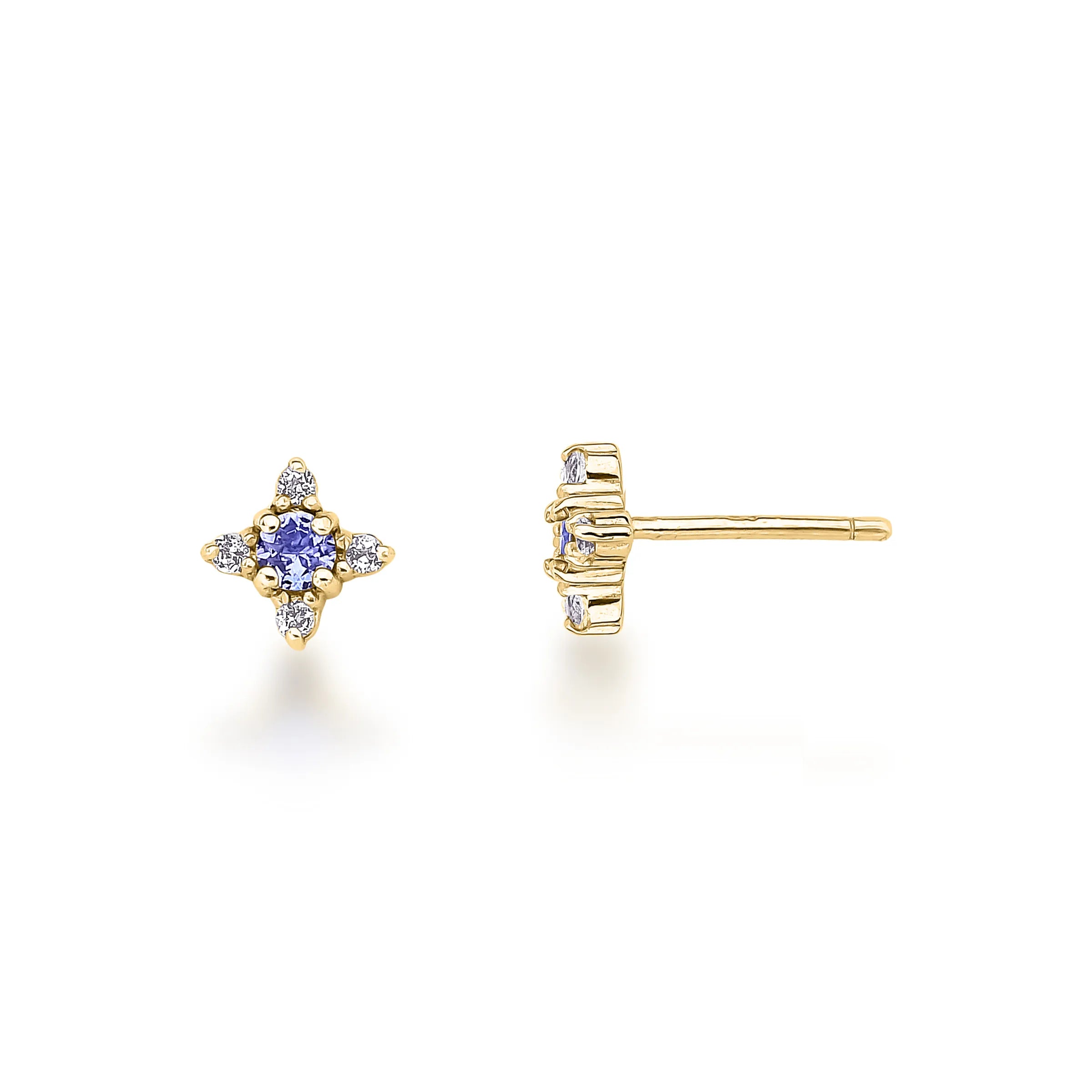 BRINCO ESTRELA MINI COM TANZANITA – Ouro 18k Marine Joias