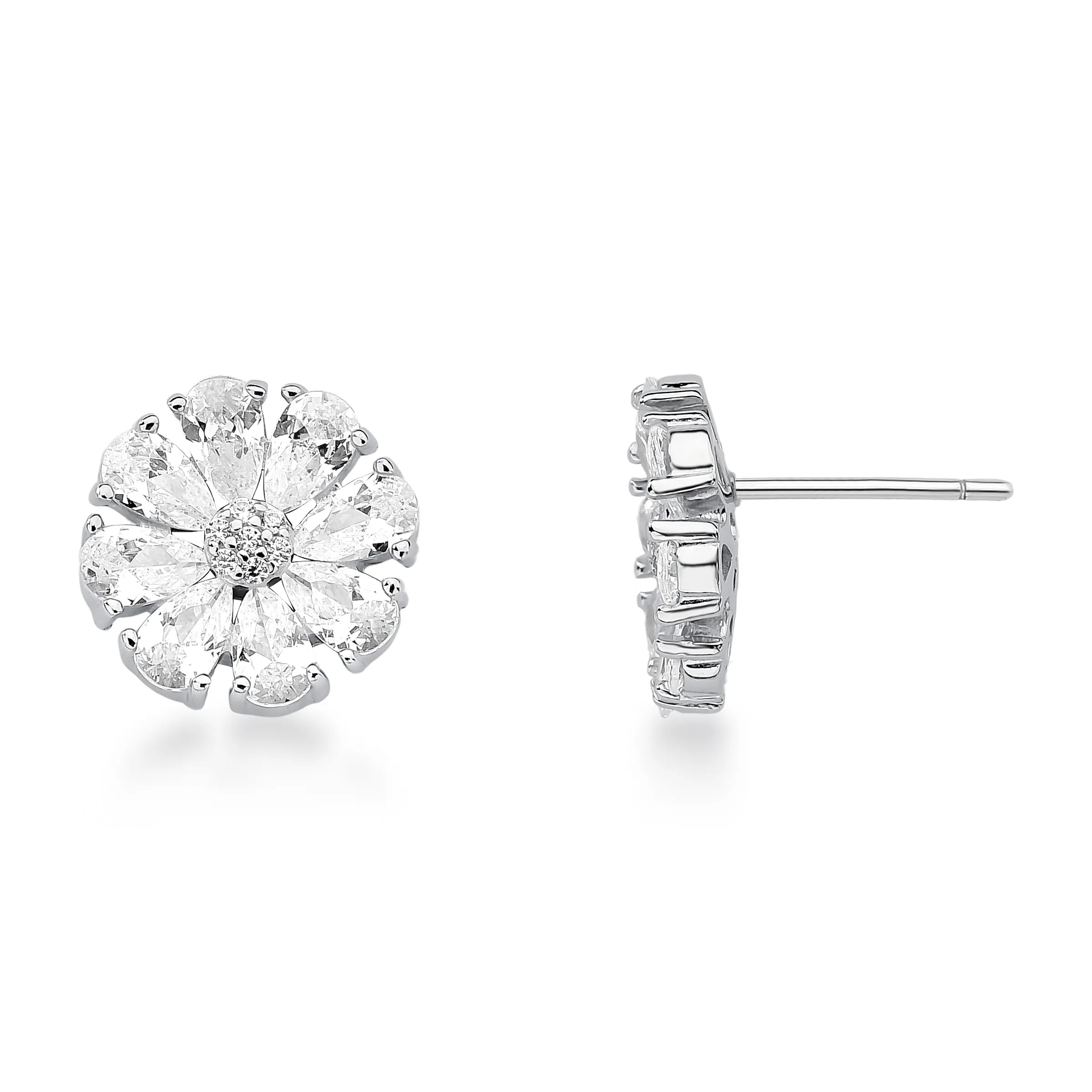 BRINCO FLOR COM TOPÁZIOS DIAMANTES – Prata Marine Joias