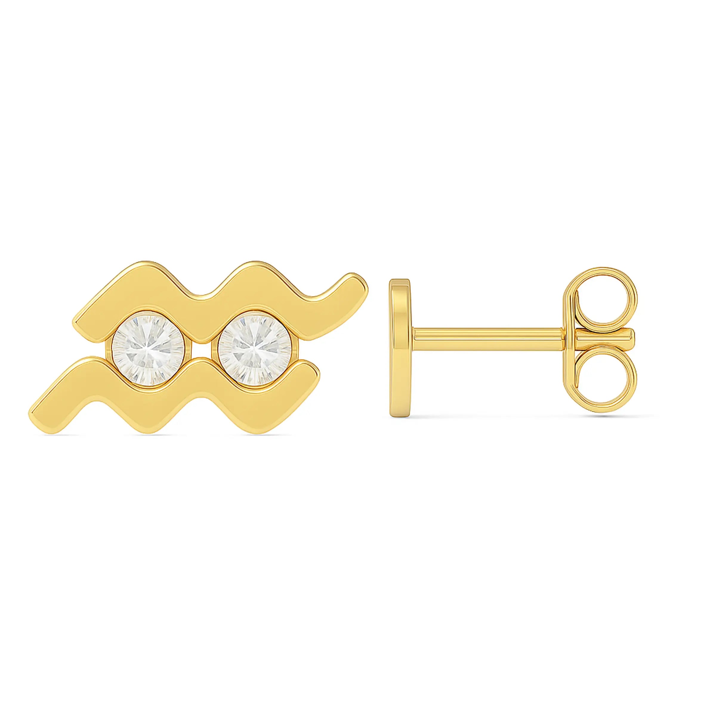 Brinco signo de Aquário - Ouro 18k e diamantes
