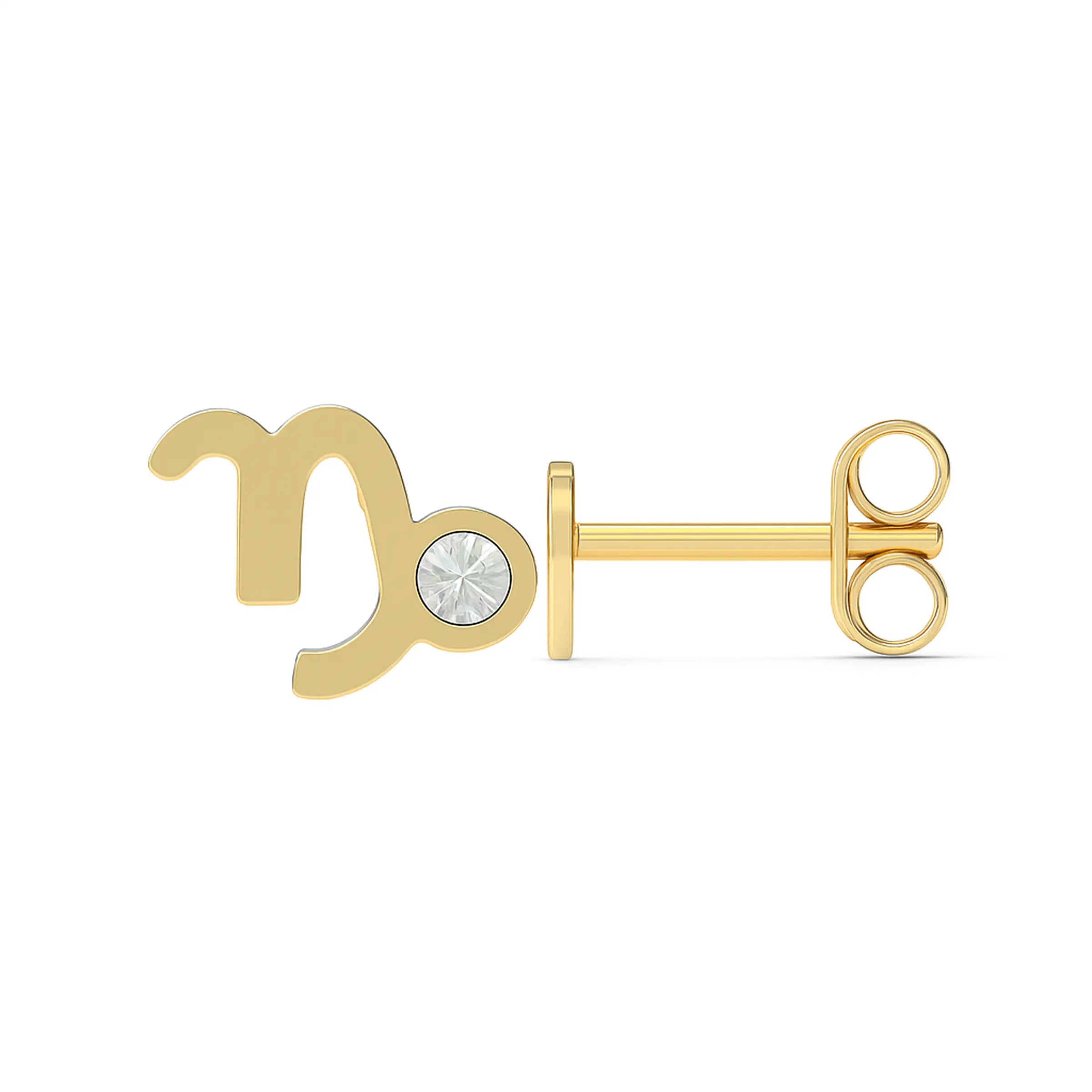 Brinco signo de Capricórnio - Ouro 18k e diamantes