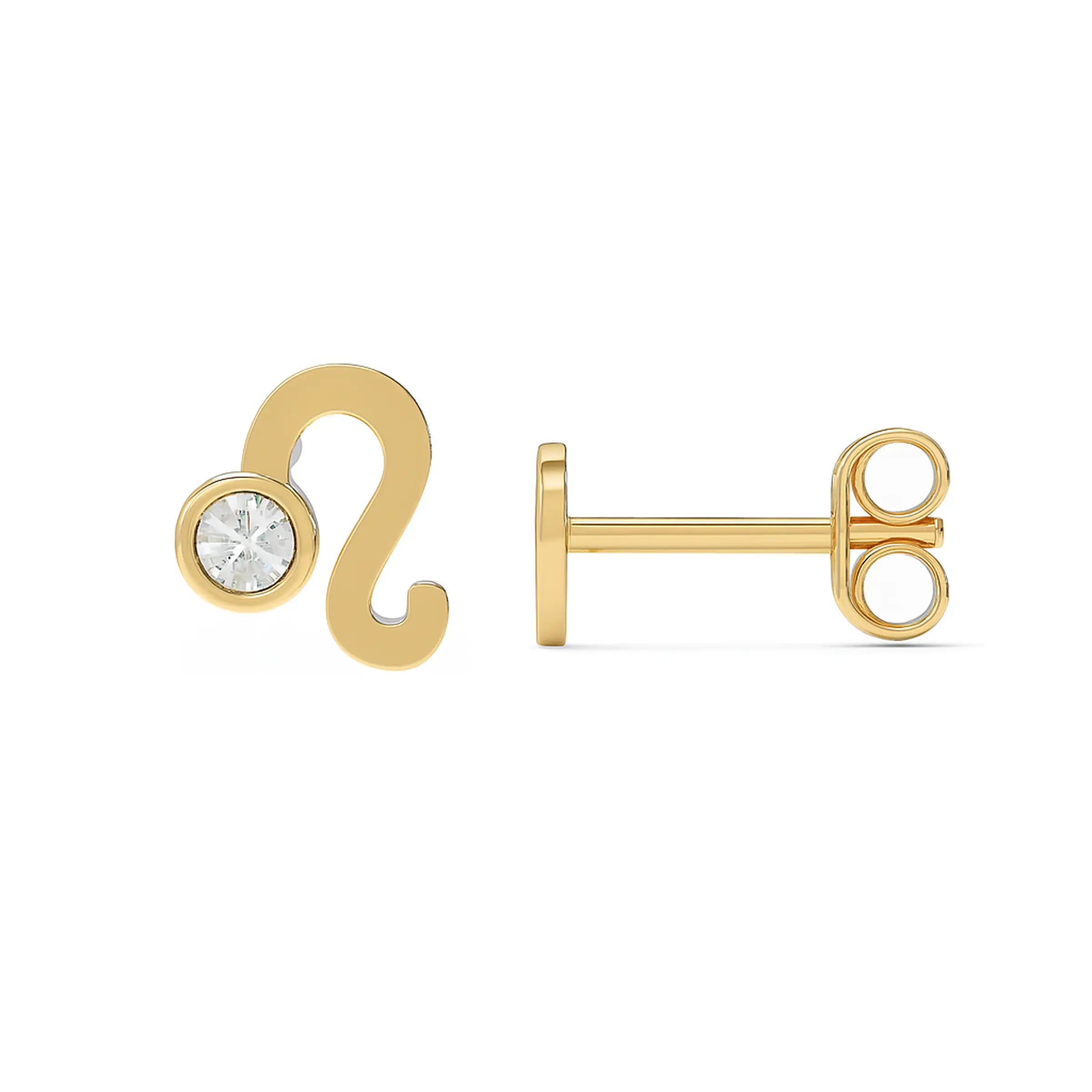 Brinco signo de Leão - Ouro 18 k e diamantes