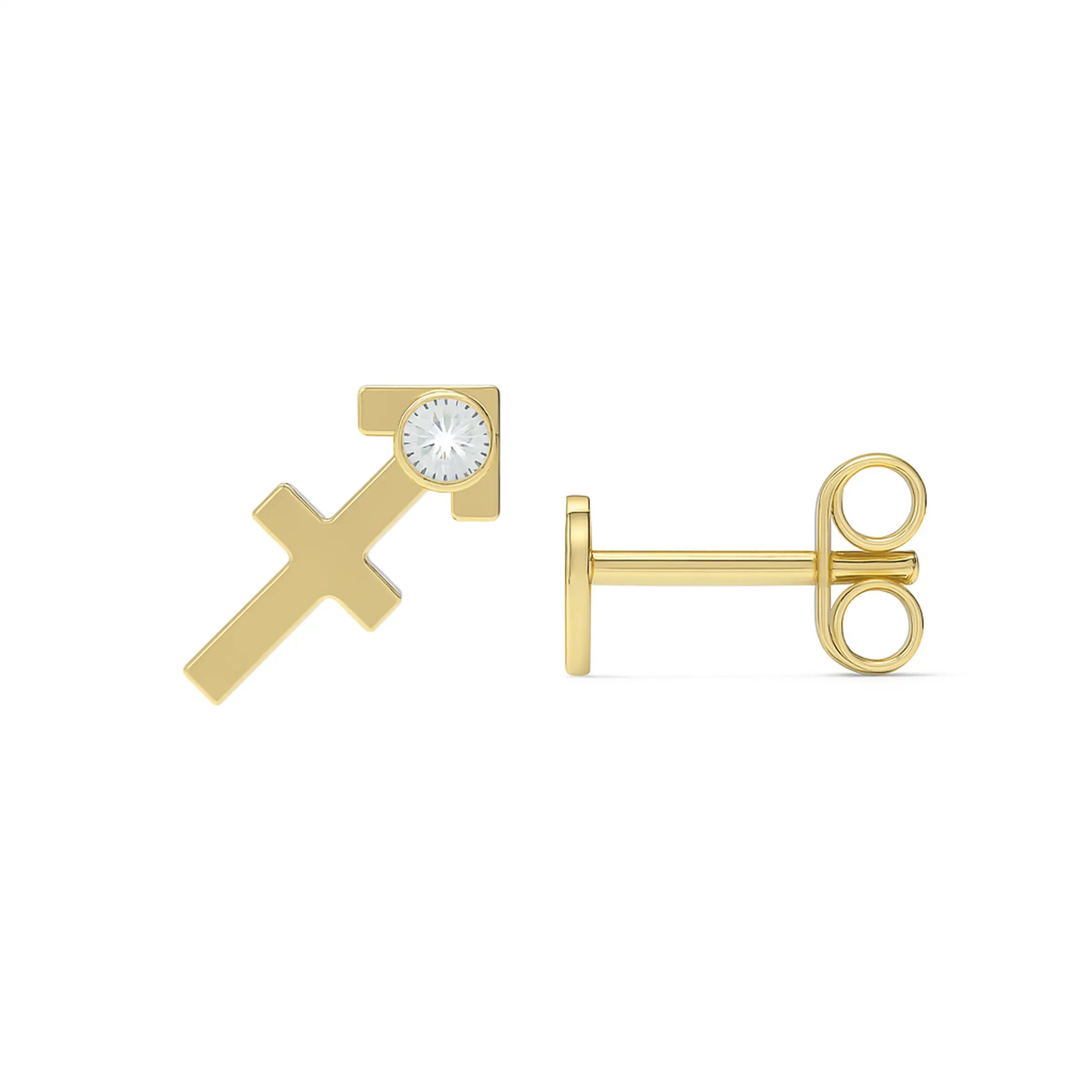 Brinco signo de Sagitário - Ouro 18k e diamantes