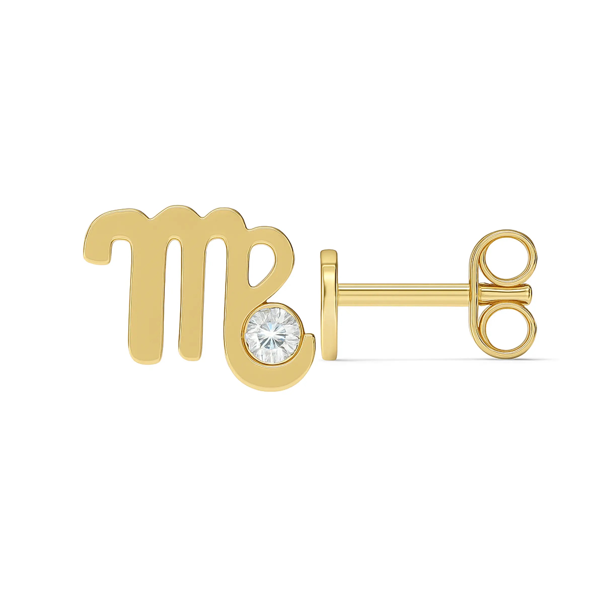 Brinco signo de Virgem - Ouro 18k e diamantes