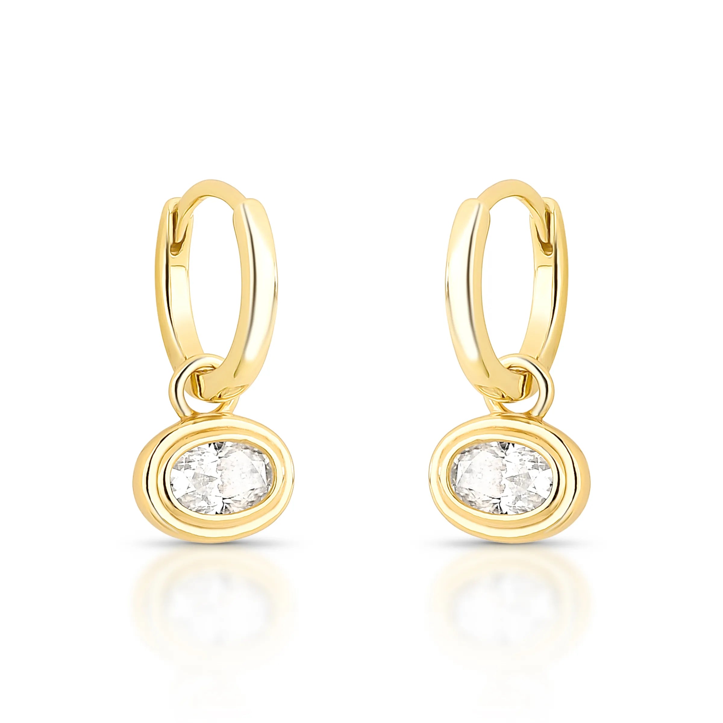 BRINCO ARGOLA COM PINGENTE OVAL – Ouro 18k Marine Joias