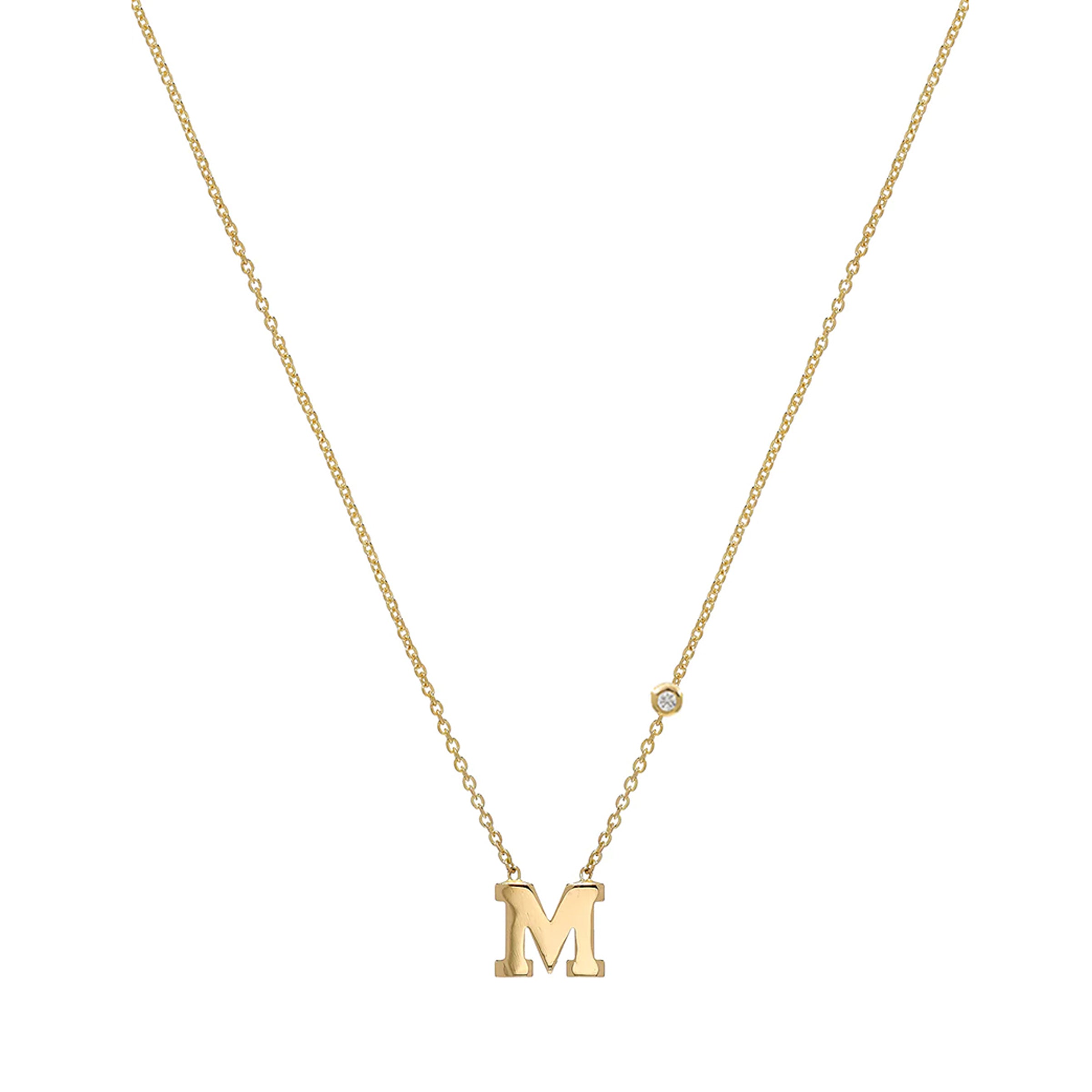 COLAR 1 LETRA CENTRAL E DIAMANTE – OURO 18K