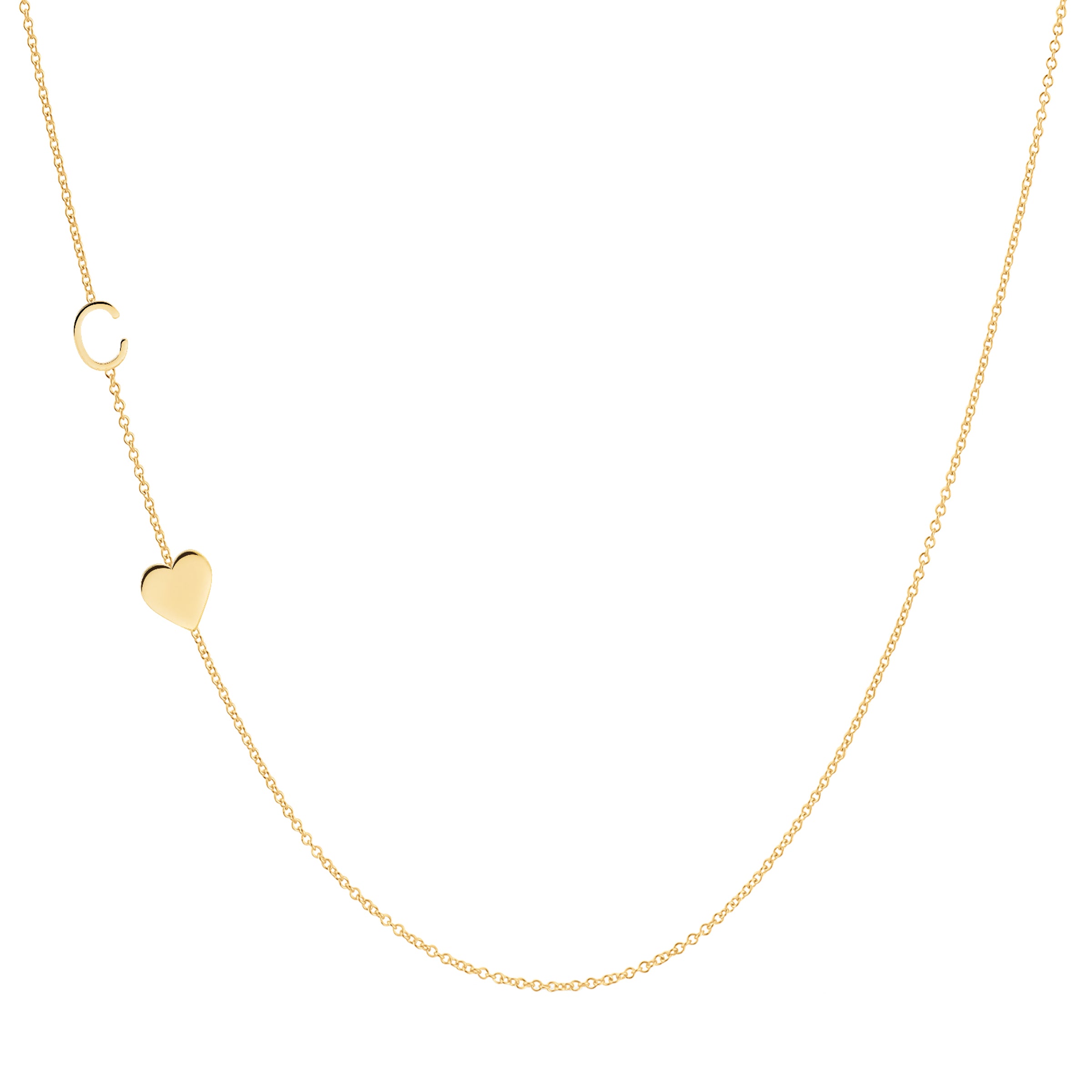 COLAR LETRA C, CORAÇÃO - PRATA