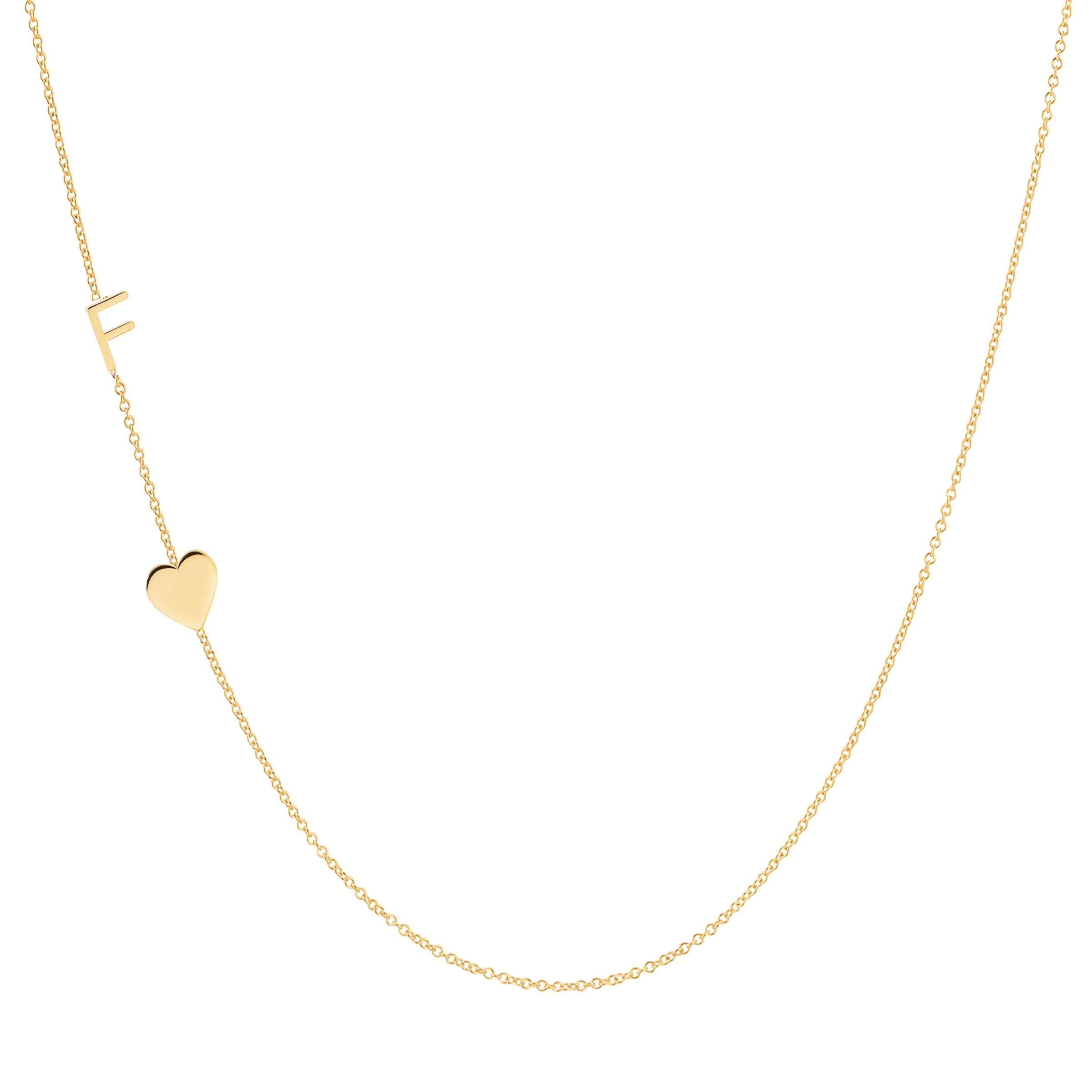 COLAR LETRA F, CORAÇÃO - PRATA