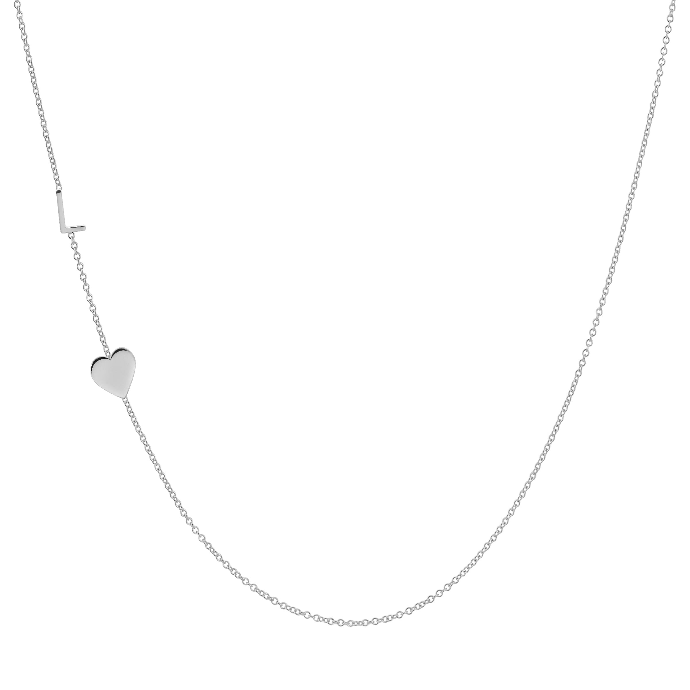 COLAR LETRA L, CORAÇÃO - PRATA