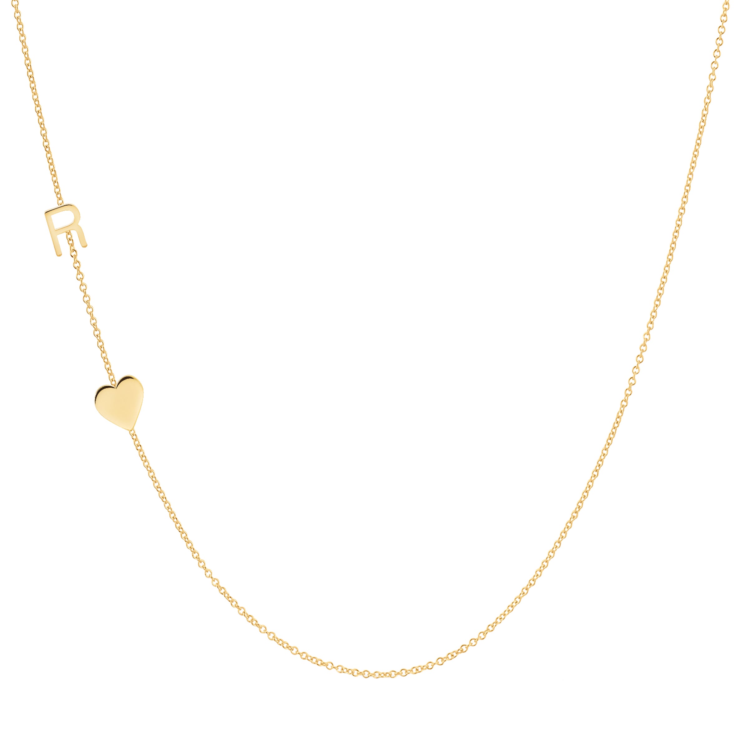 COLAR LETRA R, CORAÇÃO - PRATA