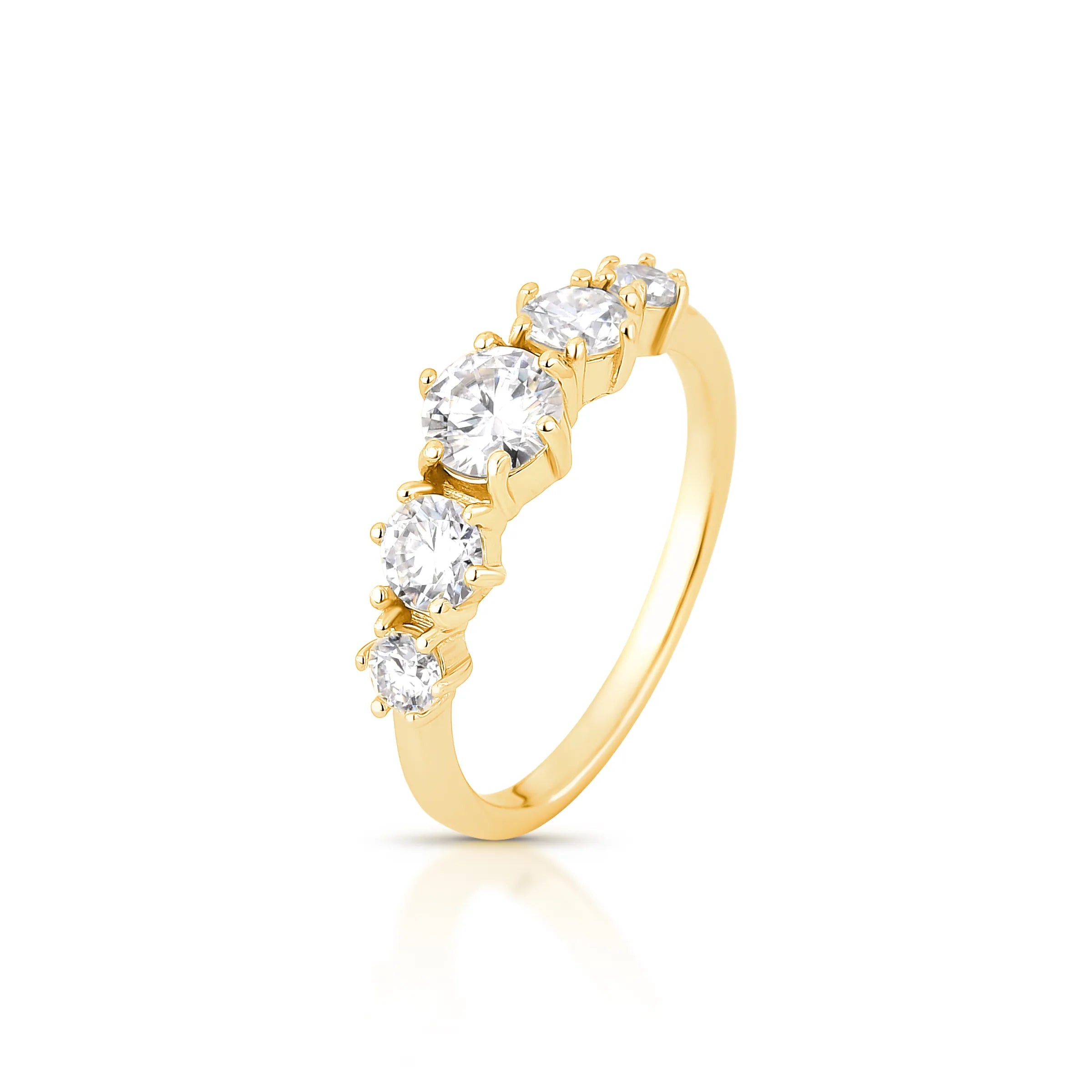 ANEL MEIA ALIANÇA 5 DIAMANTES – Ouro 18k Marine Joias