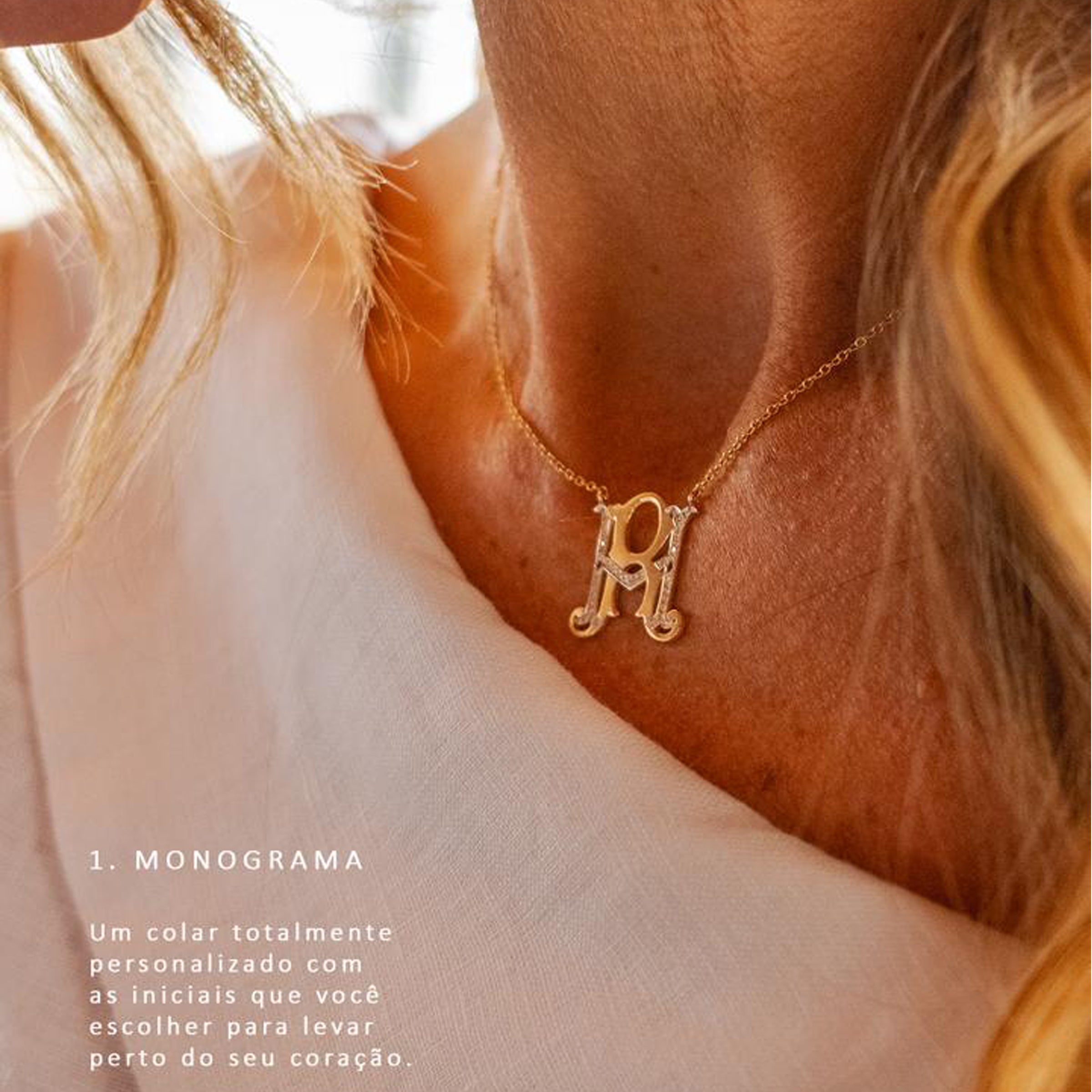 Colar Monograma P Prata e Diamantes Marine Joias