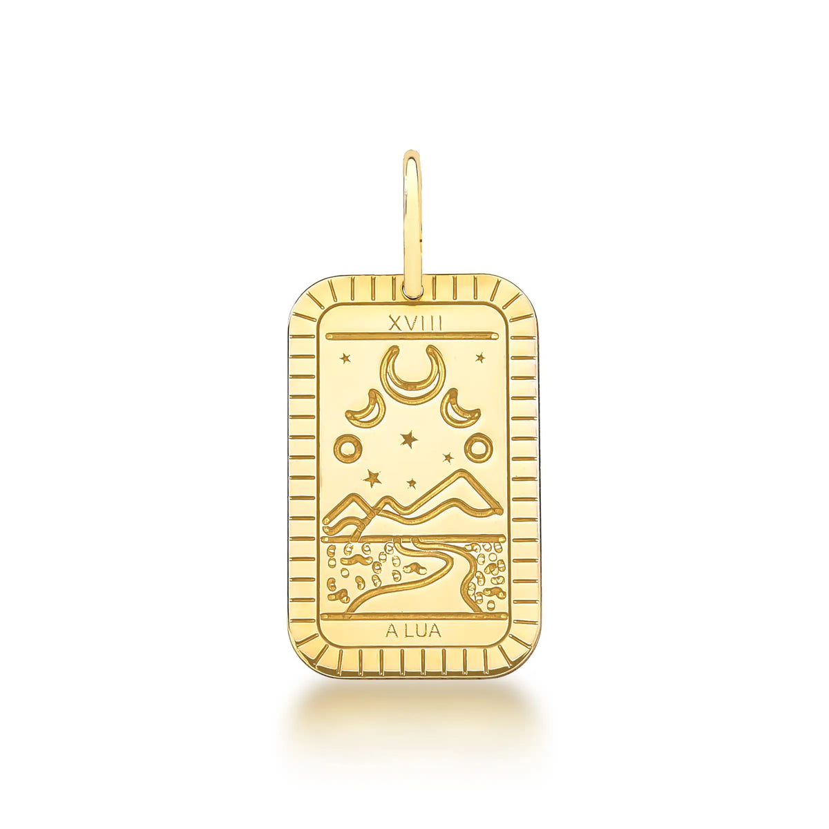 PINGENTE CARTA DE TARÔ - A LUA - PRATA COM BANHO DE OURO Marine Joias