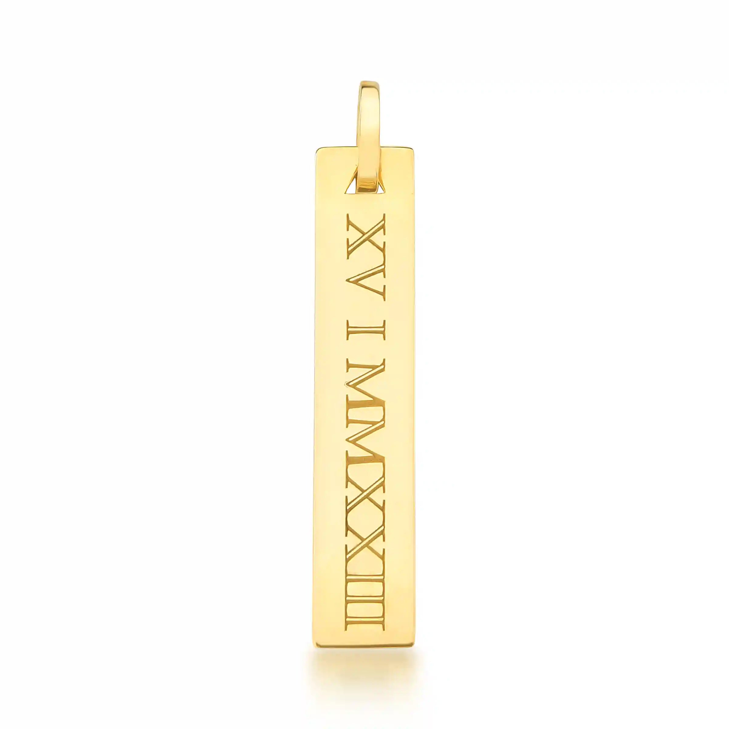 PINGENTE PLACA ALGARISMOS ROMANOS – Ouro 18k Marine Joias