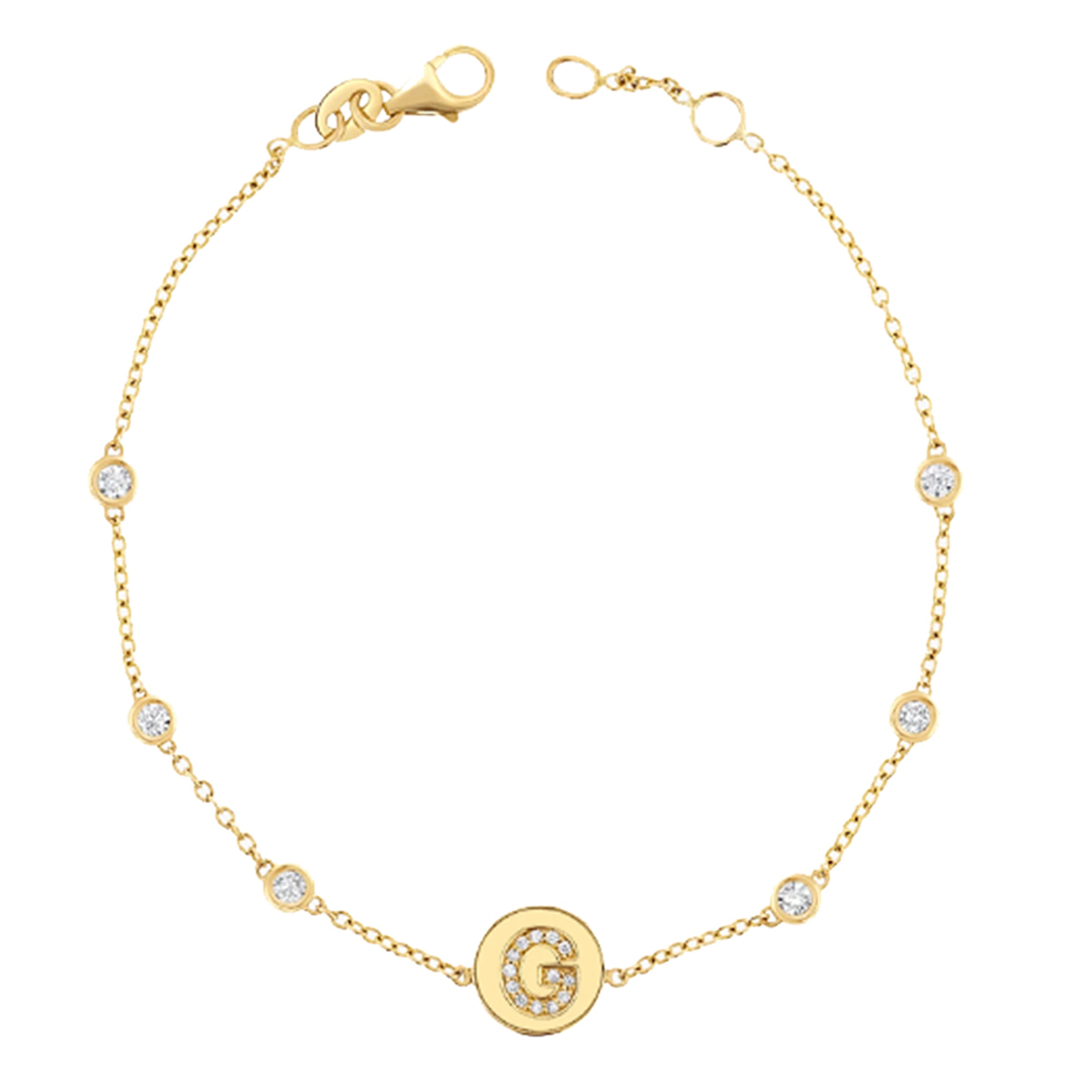 PULSEIRA MEDALHA INICIAL DE DIAMANTES - OURO 18k