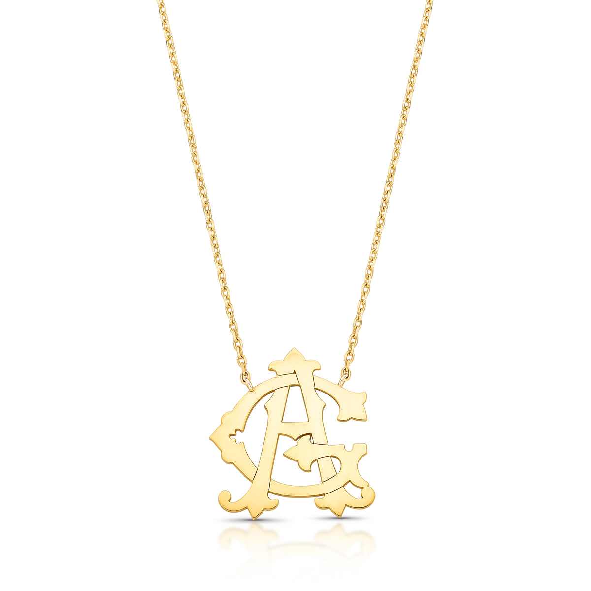 COLAR MONOGRAMA A G - PRATA COM BANHO DE OURO Marine Joias