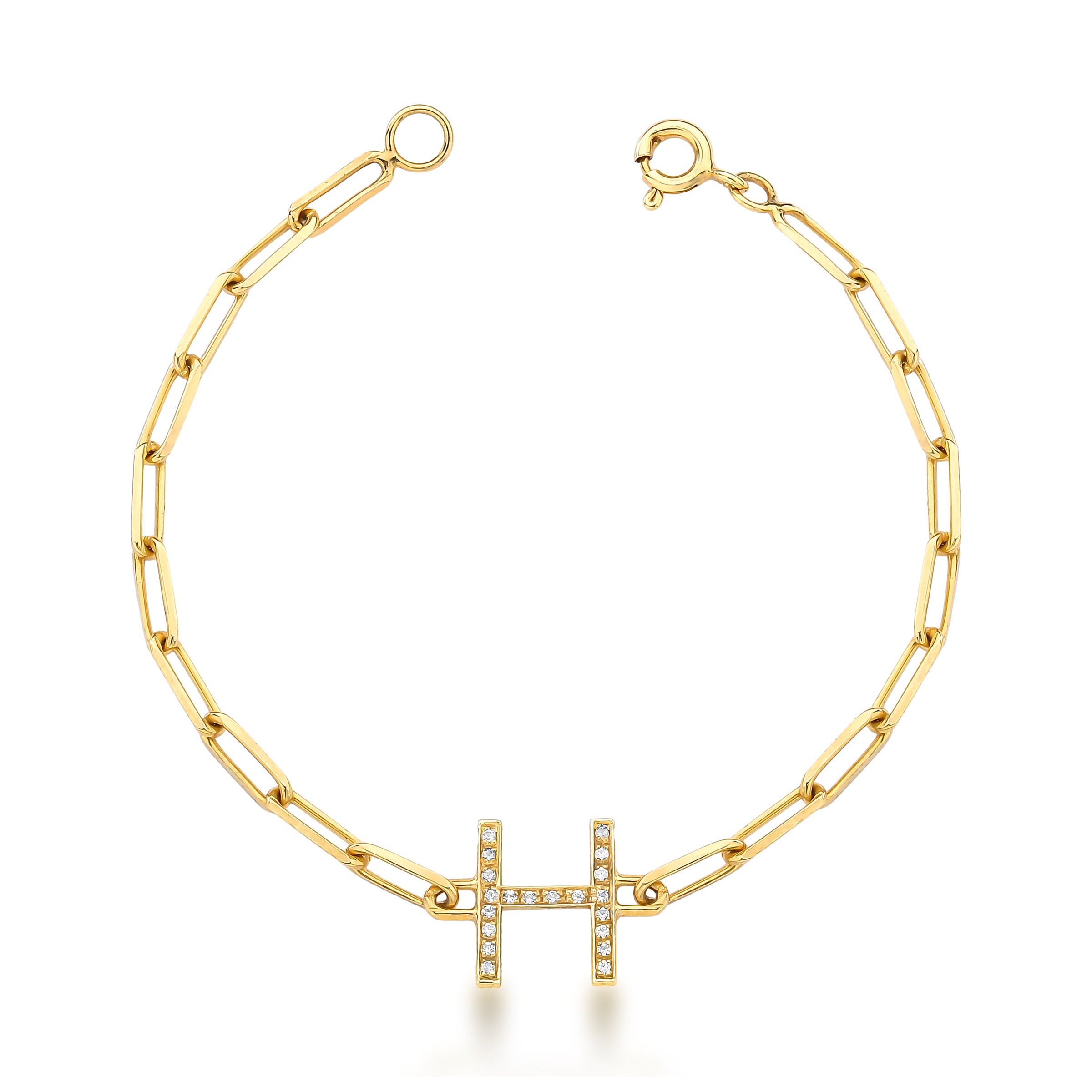 PULSEIRA INICIAL ELO LONGO - OURO 18K E DIAMANTES